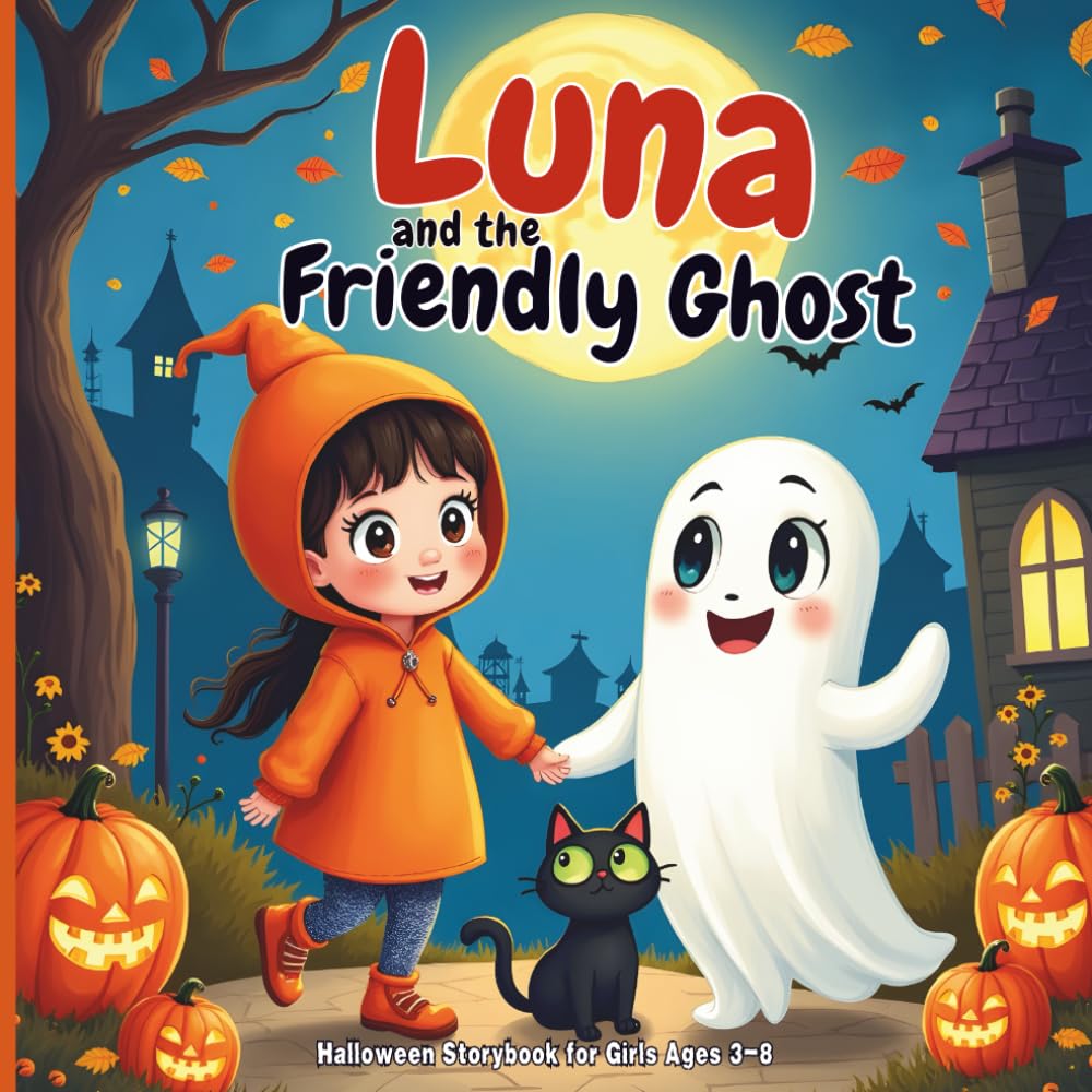 Luna and the Friendly Ghost: A Cute & Not-Too-Scary Halloween Storybook for Girls Ages 3-8: Fun and Spooky Bedtime Story with Pumpkins, Ghosts, and ... for Kids, Toddlers, Preschool & Early Readers