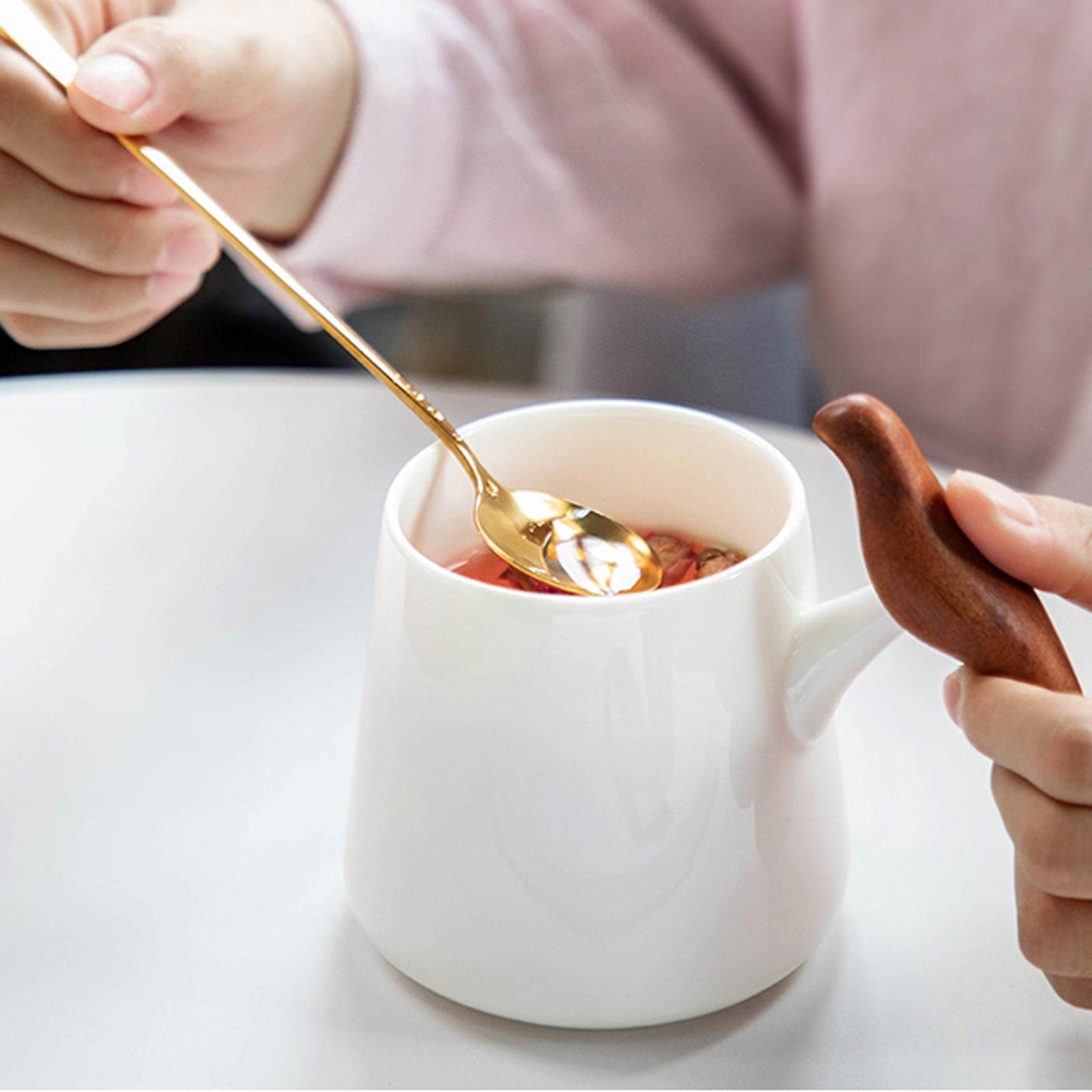 Kaffeetasse Kreative Haushalts-Keramik-Becher des Wassertasses Büro-Becher-Paar-Pair-Tasse 11.8 UNZEN Weiß Porzellantasse (Color : B)