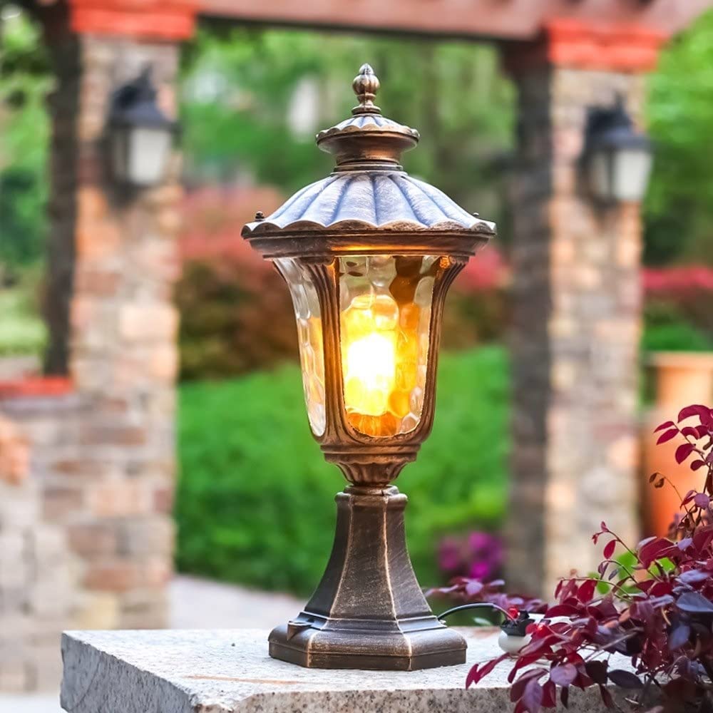 Portalampada per Esterni E27 Lampade a Colonna Antipioggia Tradizione Classic Victoria Lampada a palo in Vetro Patio Lampione Stradale Impermeabile Moderna Villa Giardino Prato Pillar Light