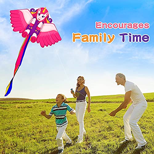 Yongnkids Unicorn Kite For Kids Easy To Fly - Large Pink Kites For Kids Girls Boys Adults Easy To Fly, Perfect For Easter Birthday Gift Idea Beach Trip Park Family Activities Outdoor Games #TOP2