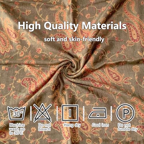 Image of Pashmina Scarf for Women Shawls and Wraps Reversible Paisley Vintage Jacquard Soft Silky Rave Scarves Men