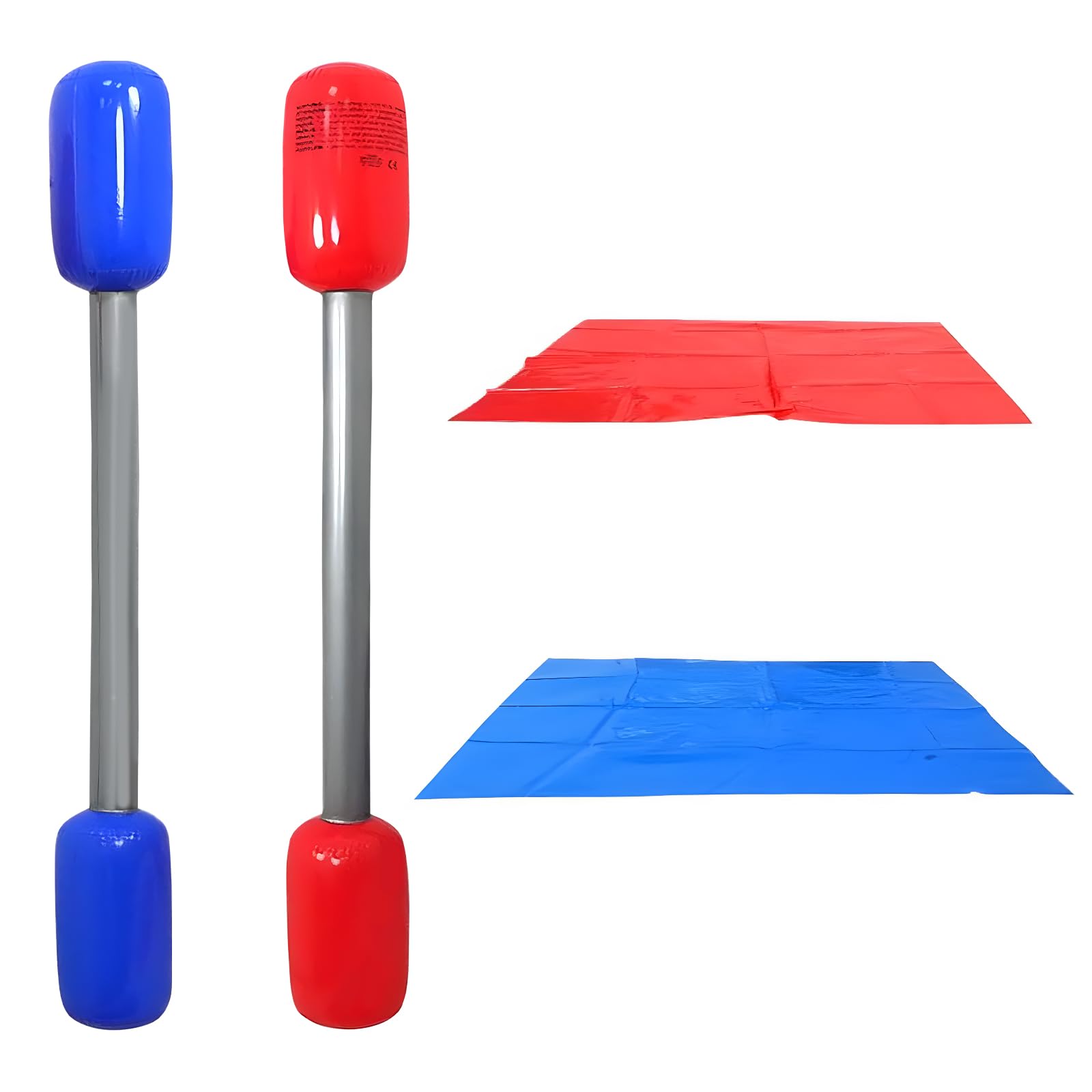 Inflatable Pugil Sticks, Gladiator Game Duel Sticks Set, Interactive Game Opposite Sticks with Mats for Adults Party Beach Outdoor Games Water Playground