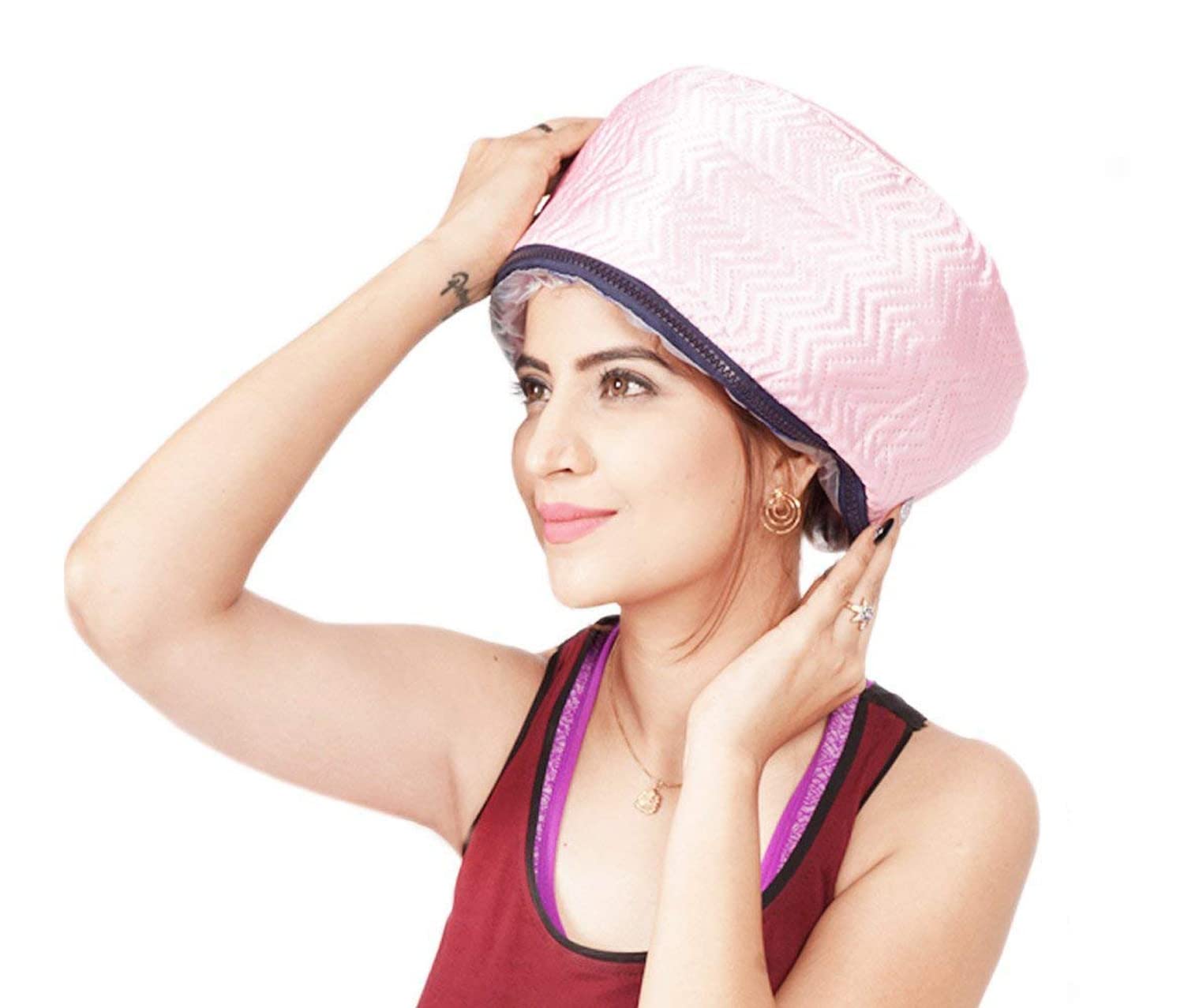 THEODORE Hair Care Thermal Head Spa Cap Treatment with Beauty Steamer Nourishing Heating Cap, Spa Cap For Hair, Spa Cap Steamer For Women (PINK)