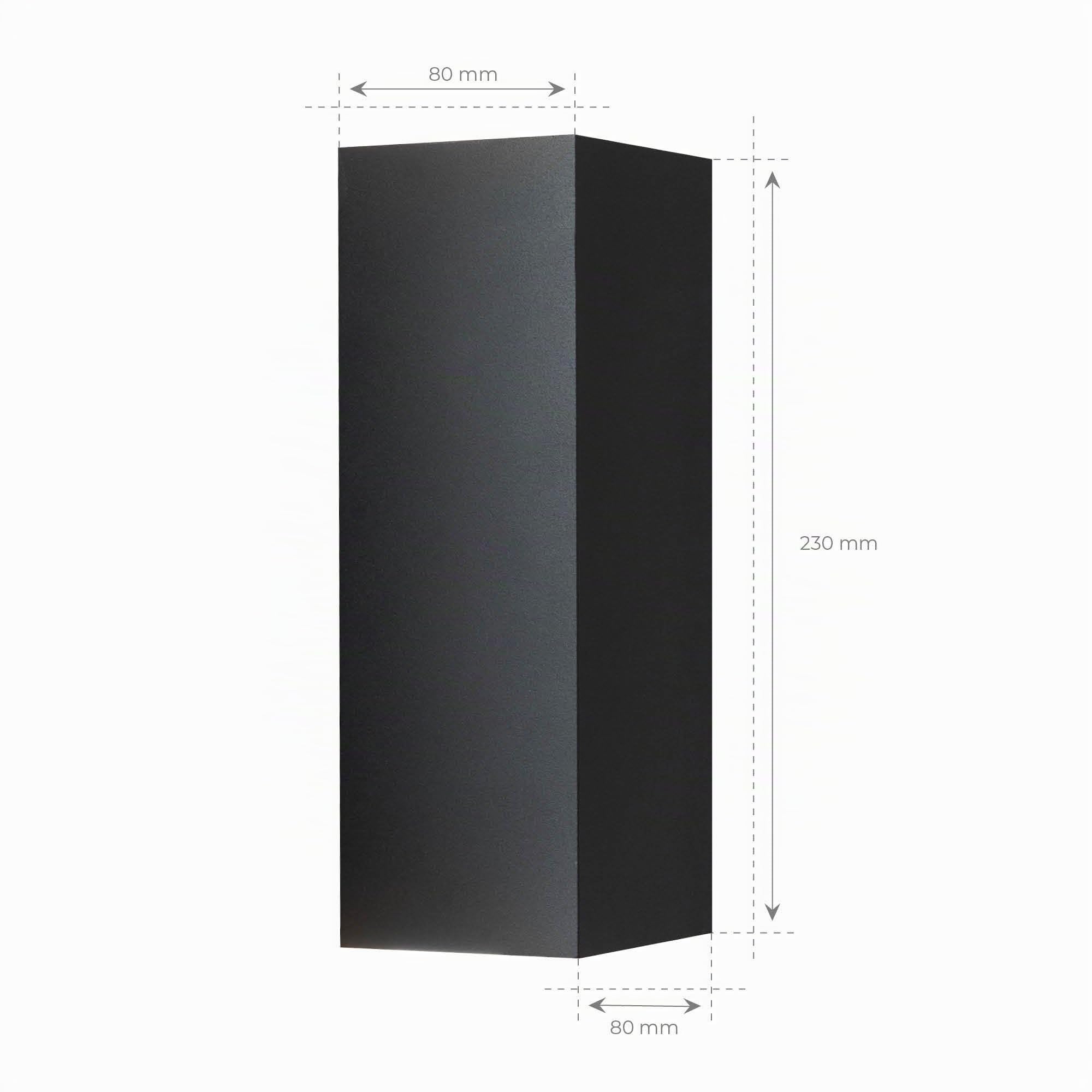 Ledvion - Lampada da Parete LED, 9W, 800 Lumen, 3000K, IP54, Nera e Quadrata, Luce Doppia Up&Down, Lampada da Esterno, Lampada Decorativa, Illuminazione da Giardino