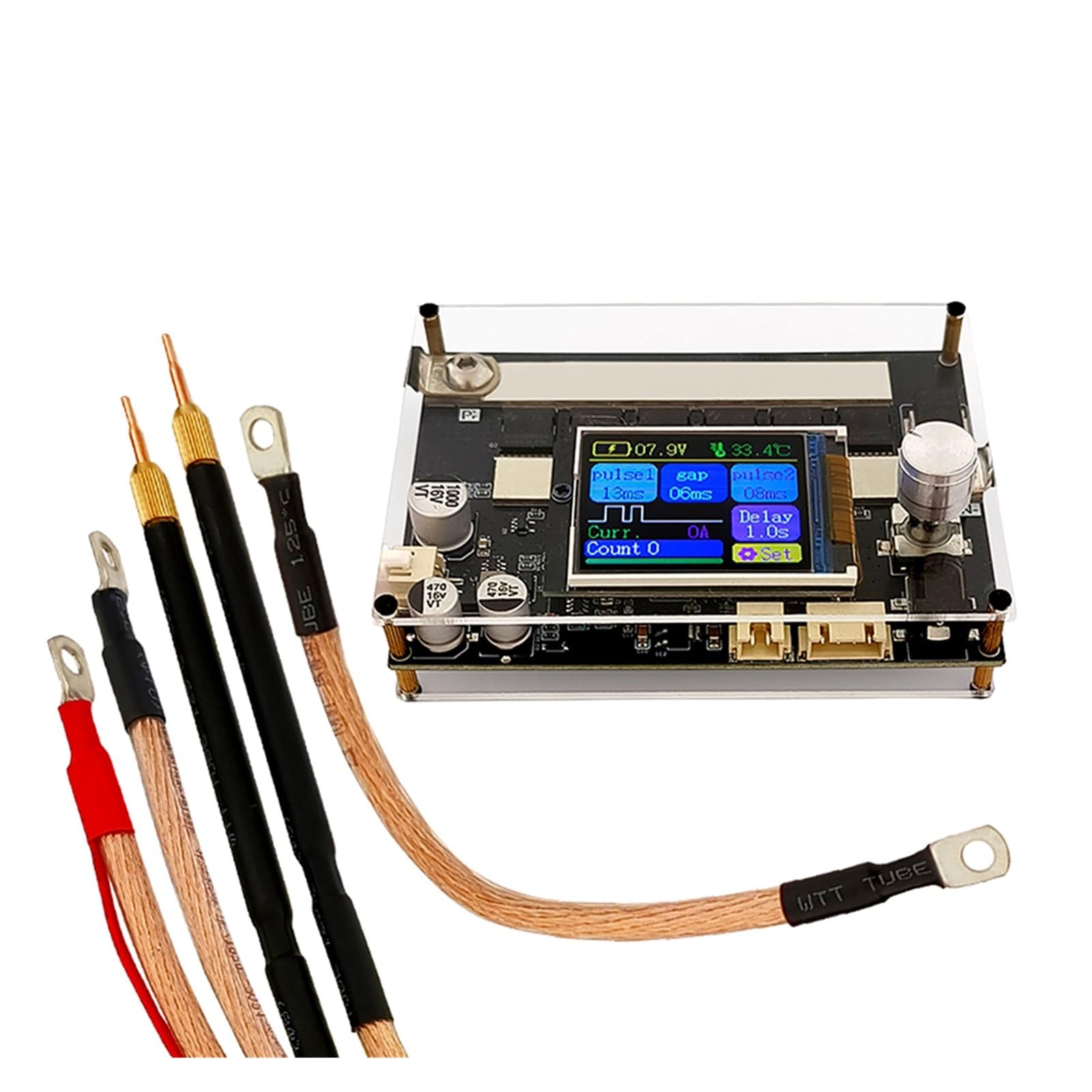 Stacja lutownicza, Przenośna zgrzewarka punktowa 3000A, kolorowy ekran LCD Dual Pulse 18650 zestaw do samodzielnego montażu