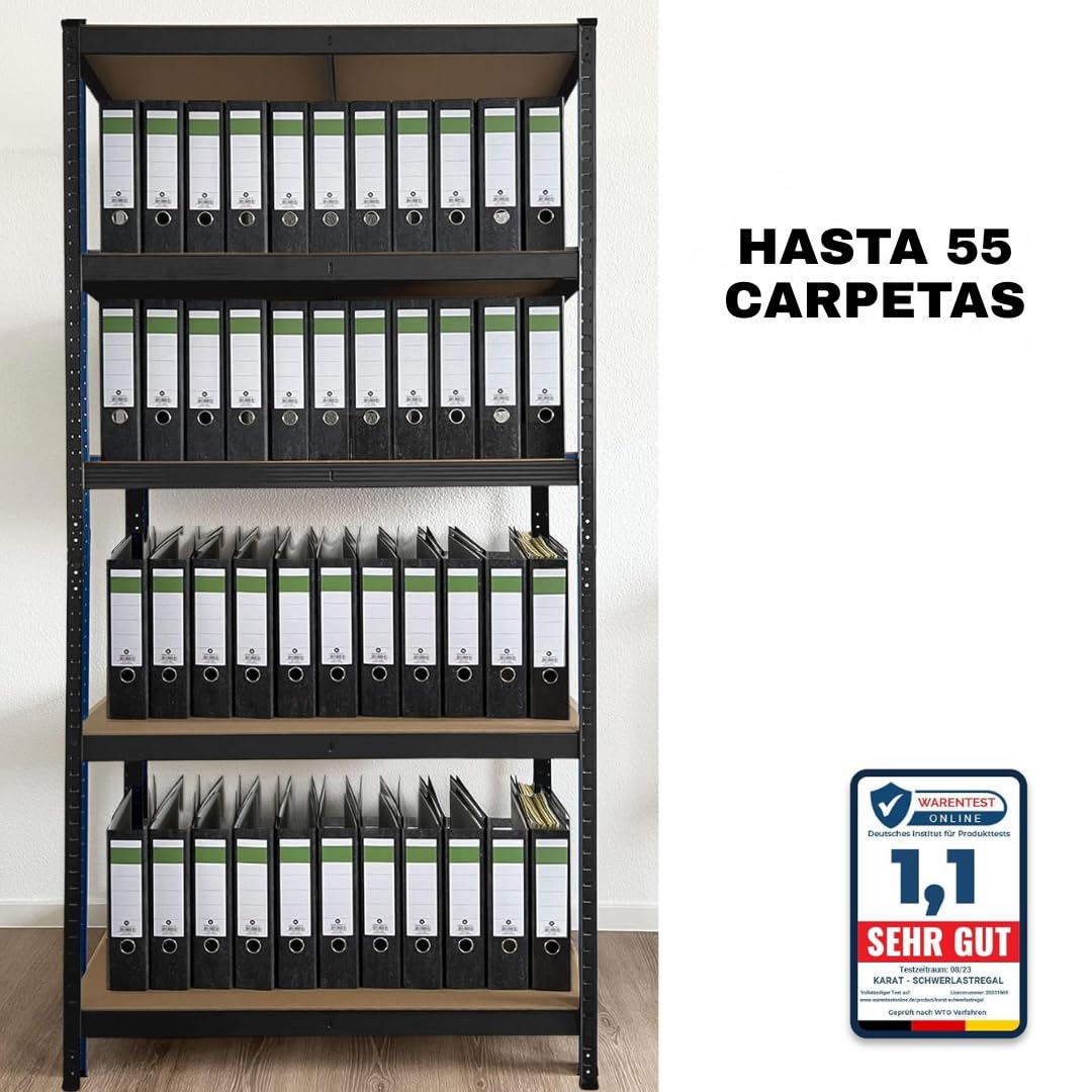 etm Estantería de Carga Pesada, Pack de 2, 180x90x40 cm, Negra | Estantería Modular, almacén o Independiente. Montaje rápido sin Herramientas Gracias al Sistema de Encaje (Lakota, Negra)