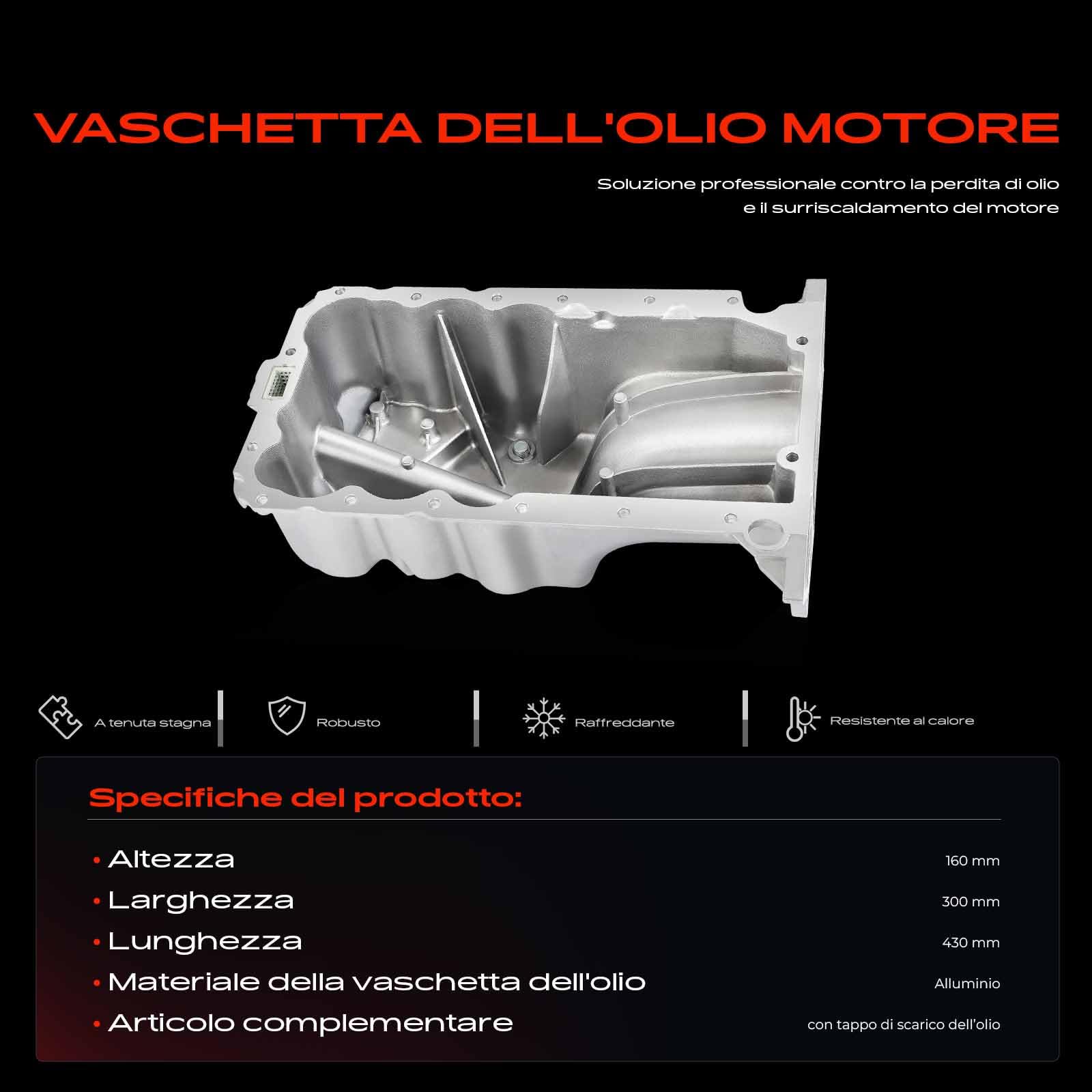 Frankberg Coppa dell'olio Coppa dell'olio Motore Benzina Compatibile con Mokka/Mokka X J13 1.4L Adam M13 1.4L Adam M13 1.2L Zafira Tourer C P12 1.4L Corsa D S07 1.4L Replace# 55562727