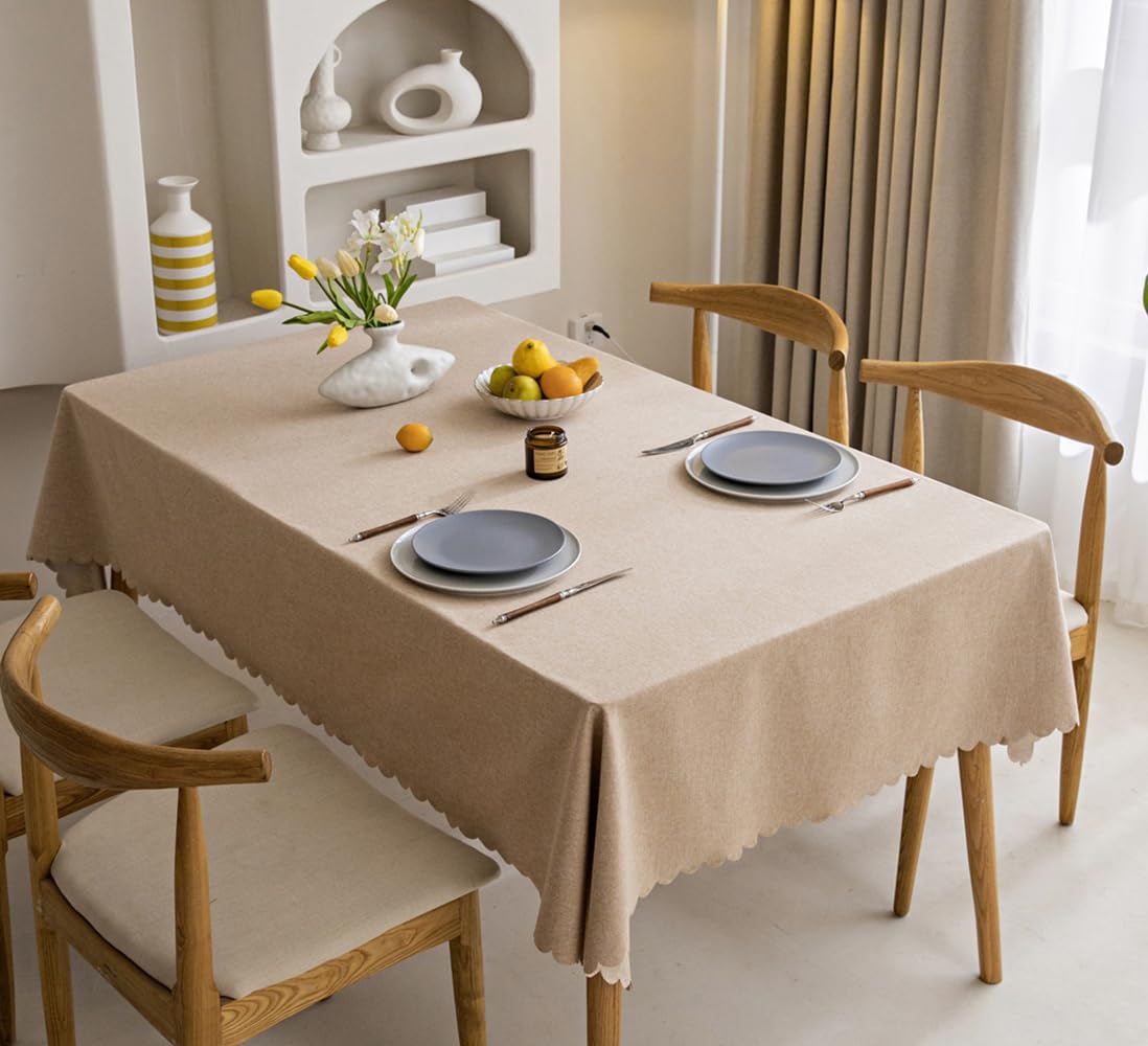 Fusehngre 55"x 86" Waterproof Rectangle Tablecloth Oil Spill Proof Wrinkle Resistant Table Cover Cotton 6-8 Seats Table Cloth for Dining Kitchen - Image 2