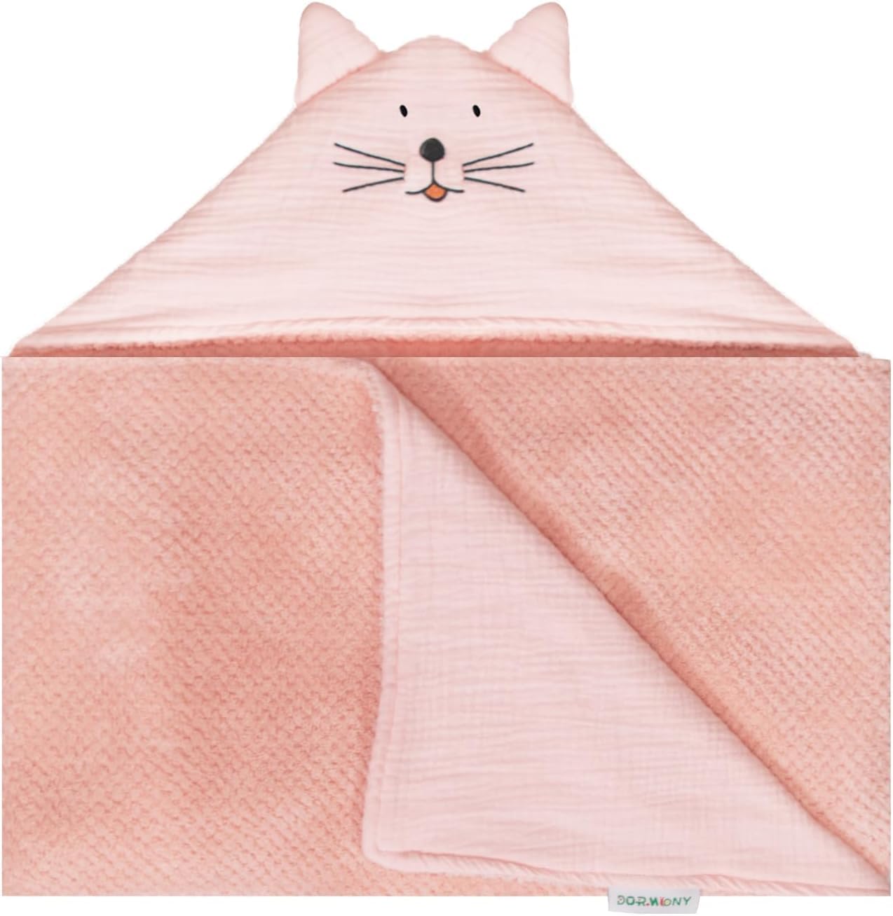 COOLMIUltra-Soft Hooded Bath Towel with Flannel Linning for Baby and Toddler,55 * 25 inches Warm Baby Absorbent Towels (Cat Design)