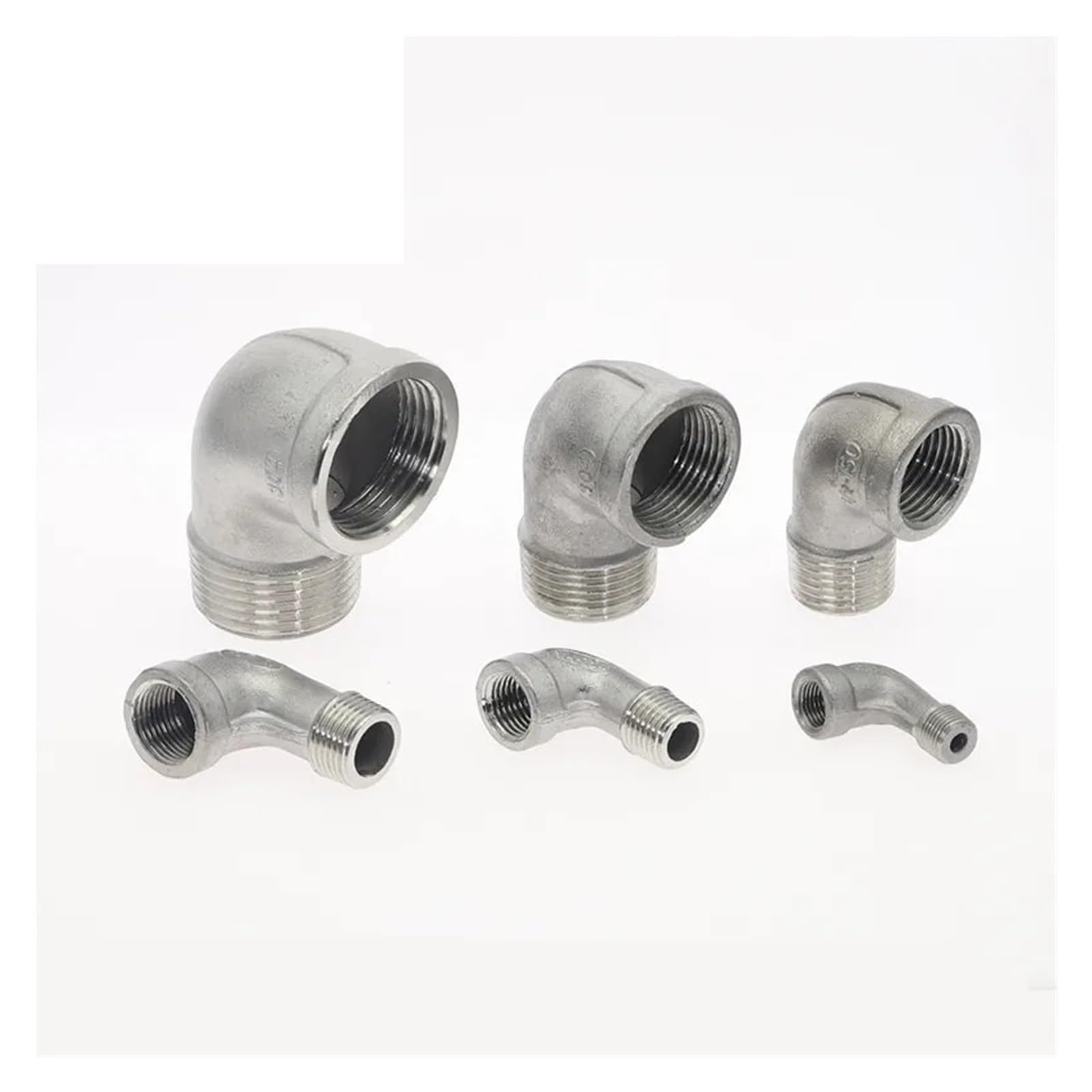 1/8" 1/4" 3/8" 1/2" 3/4" SS304 Codo de calle de 90 grados de acero inoxidable, conector de tubería roscado hembra x macho for agua, gasóleo y combustible(3")
