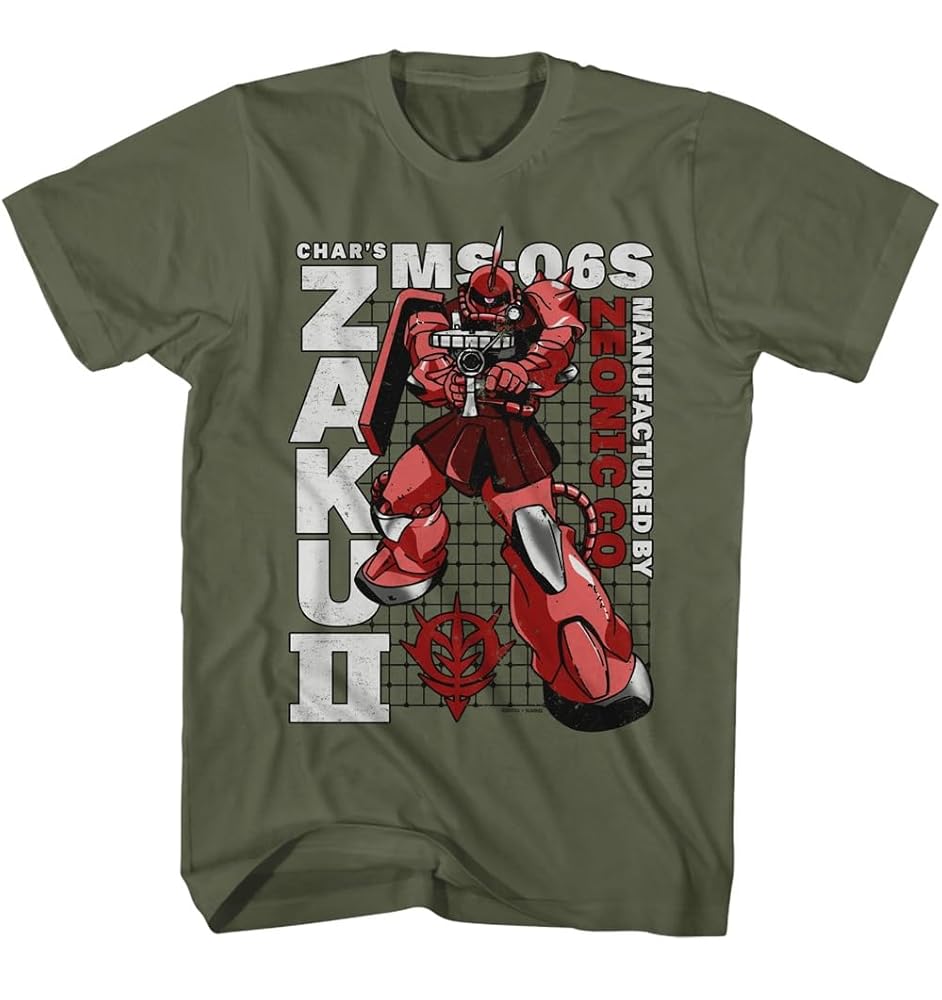 モビルスーツ Tシャツ MS-06F ZAKU II Mobile Suit Gundam Zaku II Anime TV Series Japanese Men's