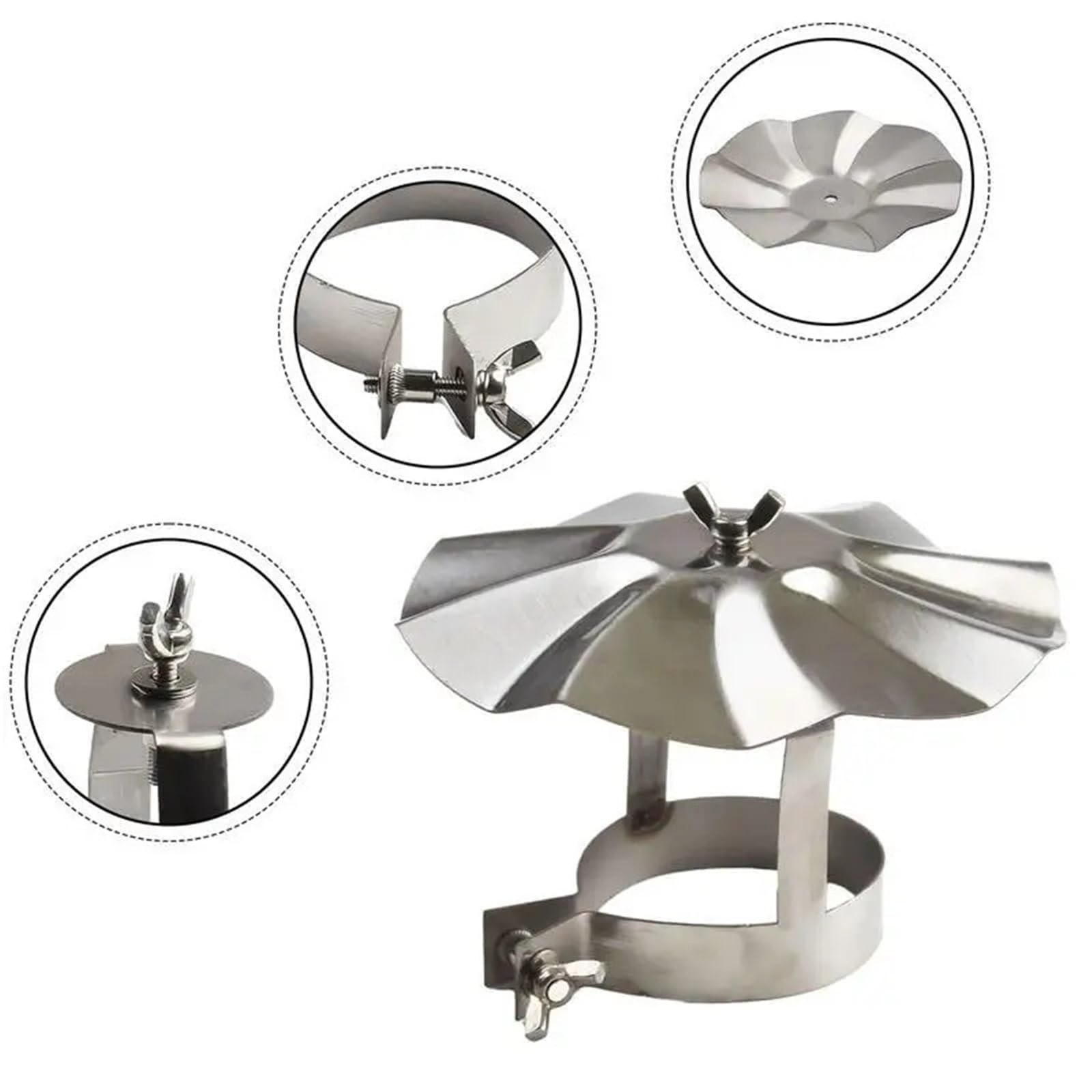 Sombrerete Chimenea Tapas de chimenea for, tapa cónica techo acero inoxidable, cubierta exterior for tubo estufa, protección contra el polvo y la nieve(76mm)