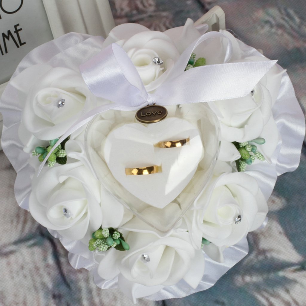PLCPDM Pillow Ceremony Heart Shaped Bearer Cushion Wedding Box Holder Wedding Accessories Jewelry Organizer Tray Insert