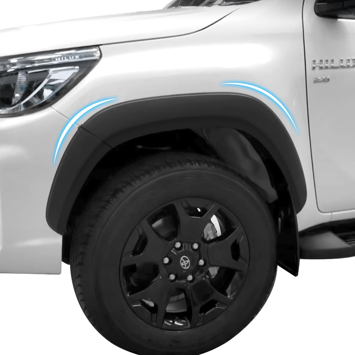 Aletines de Paso de Rueda Negro Mate para Toyota Hilux 2016-2020 & 2021-2026 Doble Cabina, Extensiones de Guardabarros Kit Toyota Hilux Wheel Arches Slim, Hilux Accessories (GX, VX, VXL, Invincible)