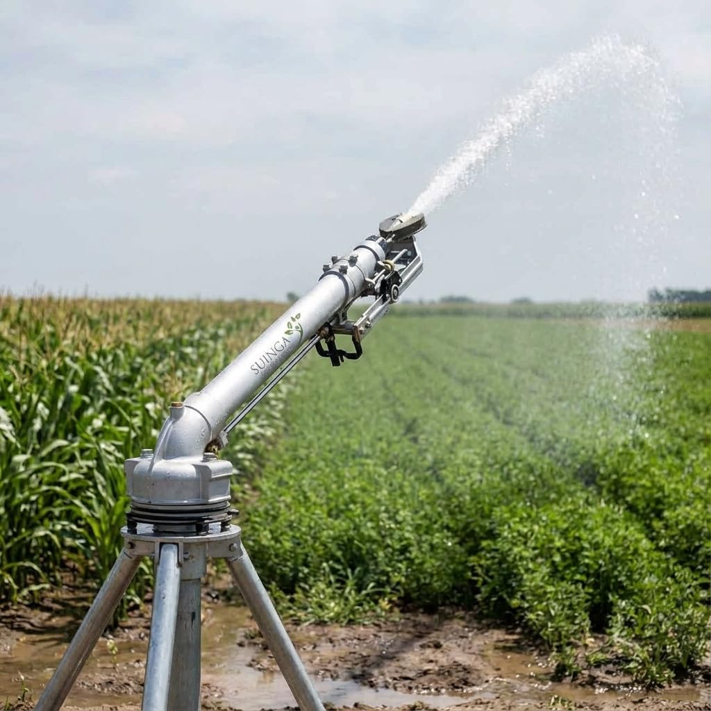 Suinga Canone di Irrigazione Reflex 3'' con Angolo Regolabile, Portata 32-65m, Connessione Flangia, Irrigazione Efficiente, grigio