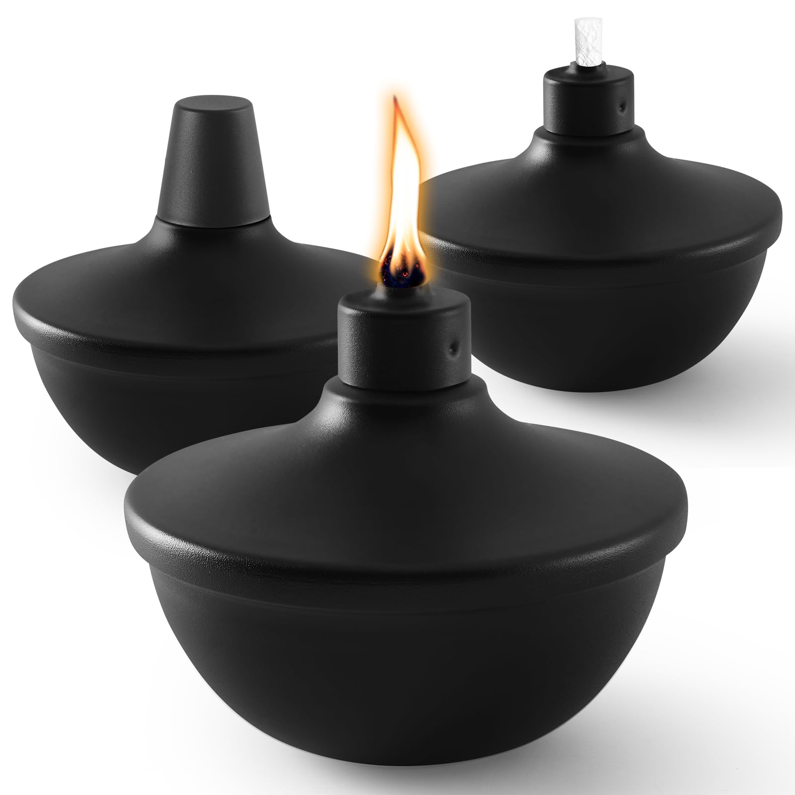 ZSPENG 3 Pack Metal Table Top Torches,23.5 oz Citronella Torches for Outside,Refillable Flame Light Torch with Wicks and Covers, Landscape Lanterns Torches for Party, Garden Decor,DIY