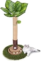 Pawalaya 35 Inch Cat Scratching Post Tower with Sisal Rope, 2-Tier Ball Track, Hanging Balls & Interactive Mouse Toy for Indoor Cats
