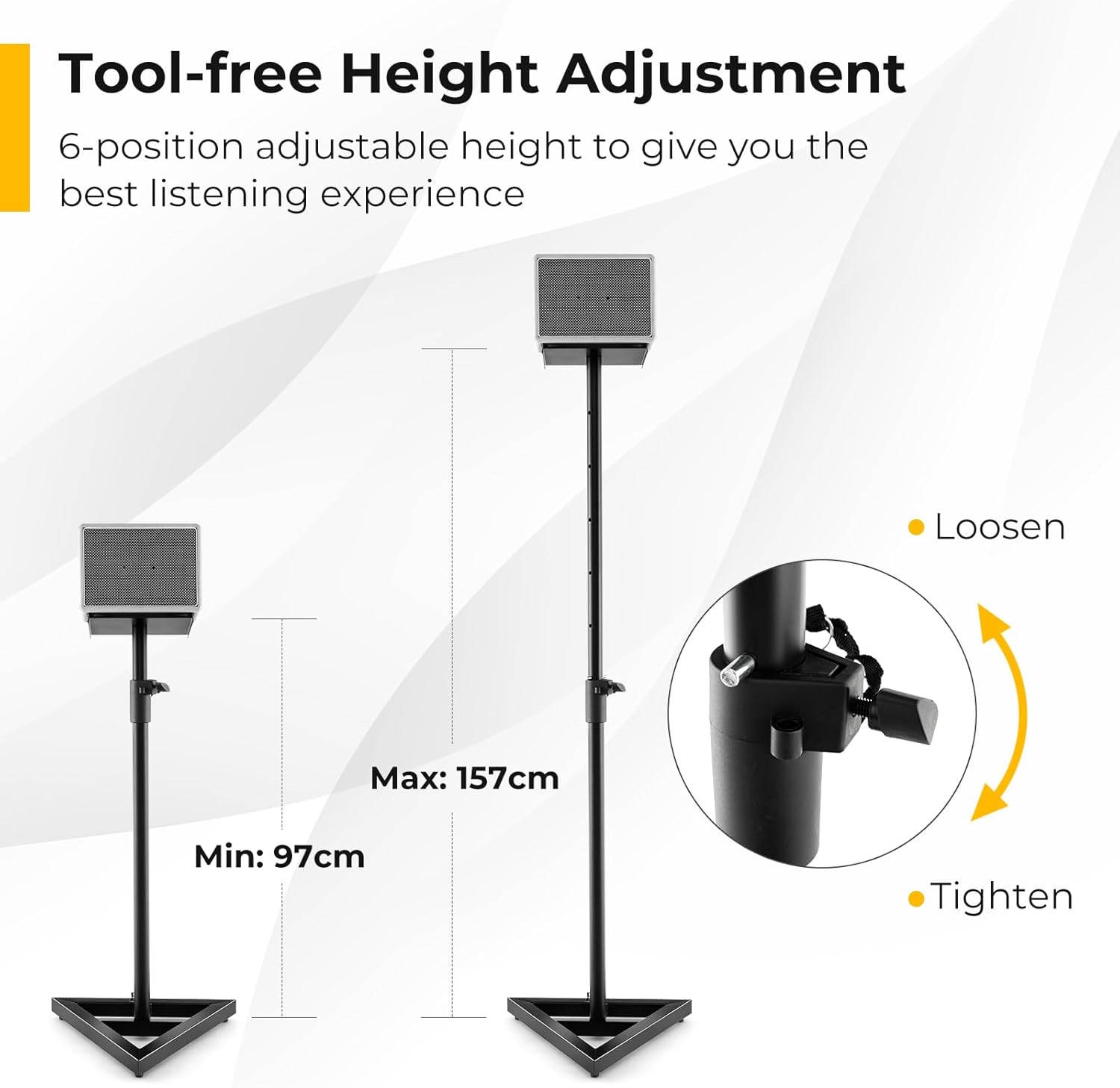 S AFSTAR Speaker Stands Pair, Height Adjustable Floor Speaker Stands with Cable Management, Surround Sound Speaker Stand for Bookshelf Speakers, Universal Studio Monitor Stands for Home & Office