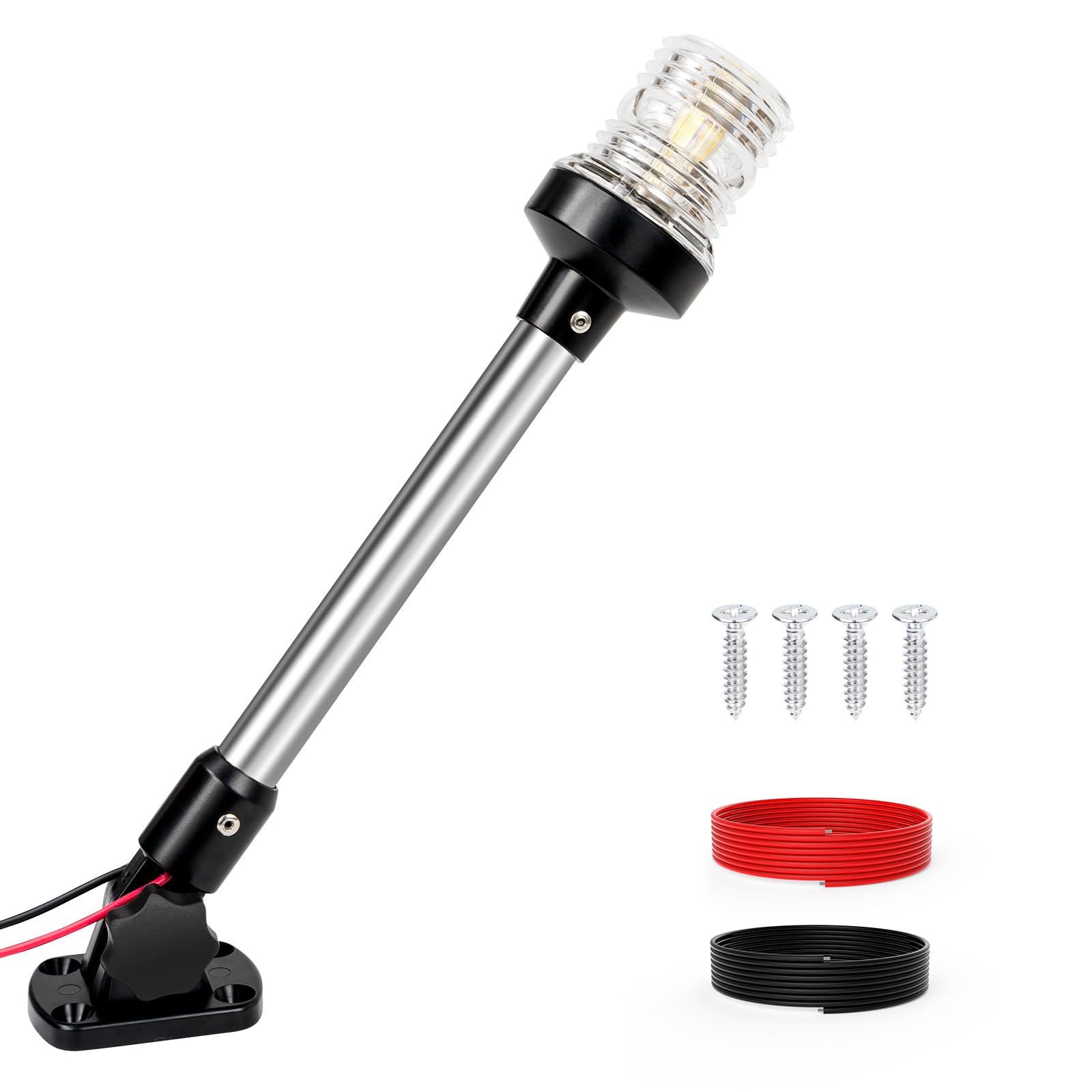 SETYPARYAnchor Light Stern Light for Boats LED, Boat Navigation Lights 3 Nautical Mile Visibility, Waterproof IP67 White Fold Down Pontoon Boat Lights for Marine, Jon Boat, Small Boat (12~24V, 12”)