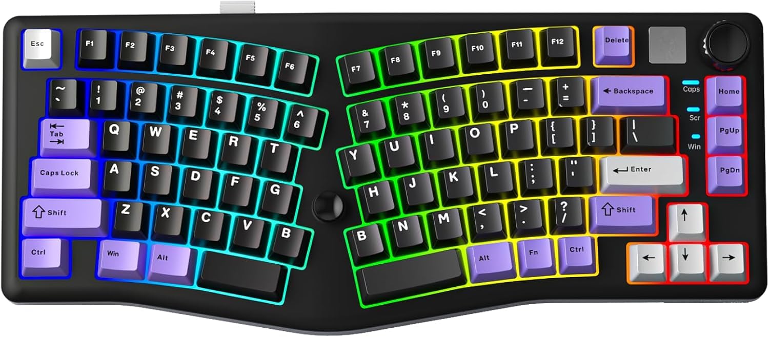LEOBOG A75 Alice Keyboard, Tri-Mode Ergonomic Gaming Keyboard with RGB Backlit Functional Knob Joystick, 75% Layout Hot-Swap Gasket Custom Keyboards
