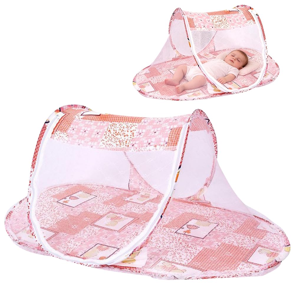 Zanzariere per Culla, Zanzariera Lettino Bebè Pieghevole Tenda Anti Zanzare per Culla da Viaggio Portatile Zanzariera Pieghevole Tenda da Viaggio per Famiglia Viaggi All'Aperto( 108 x 60 x 38cm)(Rosa)