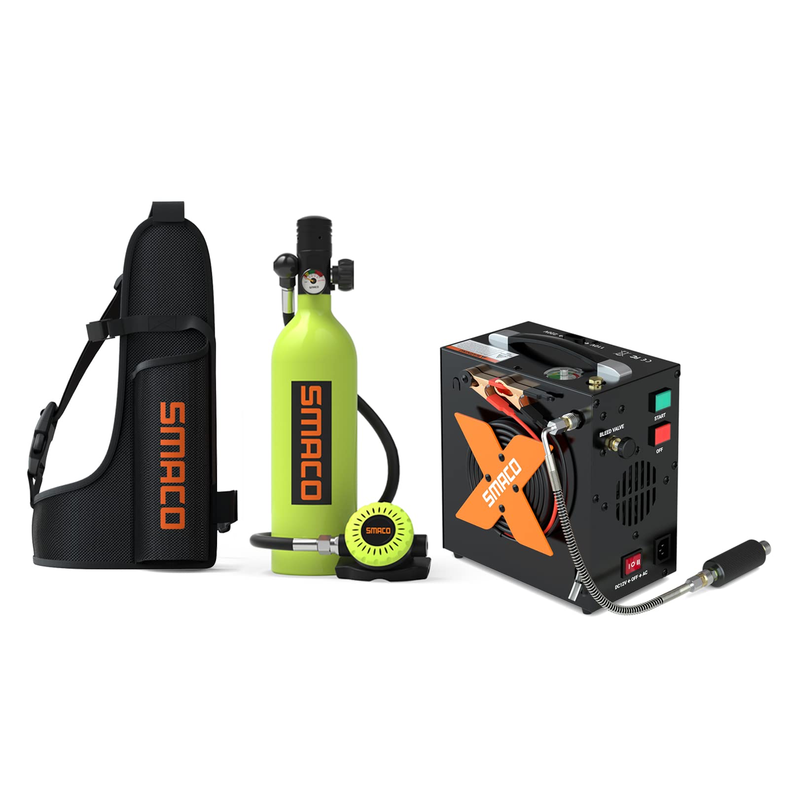 SMACO Scuba Tank Diving Gear for Diver Mini Scuba Tank Oxygen Cylinder with 15-20 Minutes Capability Diving Oxygen Underwater Breathing Device 1L Diving & Snorkeling Equipment