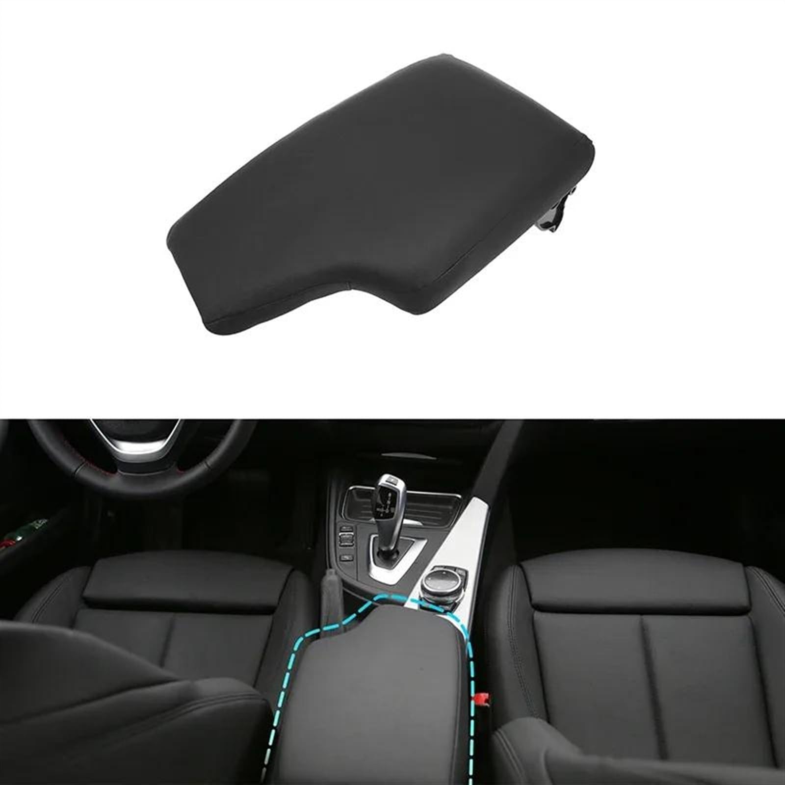 Suede Center Console Armrest Cover For BMW F30 (2013-2018) – Sporty Stitch 1 thumbnail image