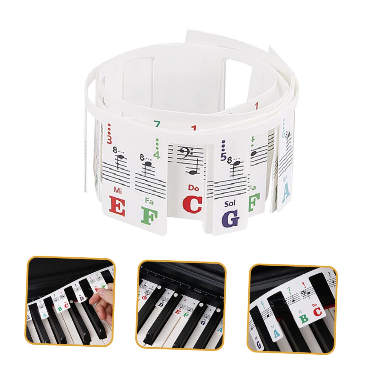 Adesivi per Tastiera Piano 88 Tasti in Pvc Non Adesivi, Facili da Usare e Rimuovere, Strisce Note Musicali per Guida Tasti Professionale e Pratica