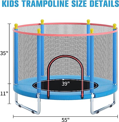 Image of 55 inch Trampoline for Kids and Adults. Indoor and Outdoor Trampoline with Stainless Steel Frame with Powerfull Weight Capacity of 100Kgs. Single Colour with U Shaped Legs.