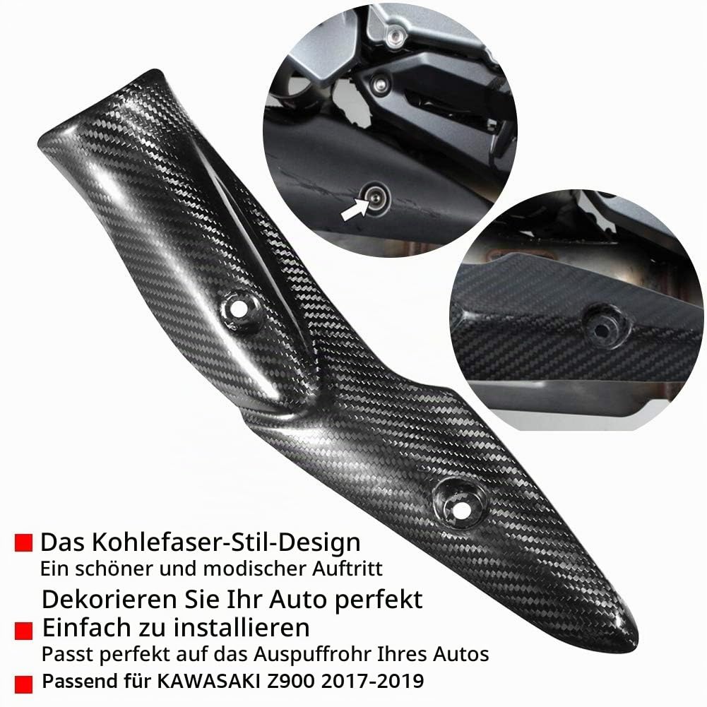 z900 Carbon Auspuffblende Motorrad,z900 hitzeschild,Motorrad Auspuffanlage Kohlefaser Hitzeschild Schalldämpfer Abdeckung Passend Für Kawasaki Z900 17-19