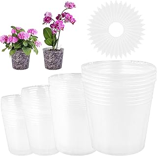 JiaUfmi 36 Pack 6/5/4/3 Inch Clear Plant Nursery Pot Transparent Plastic Seedling Pot Soft Seed Starting Pot Flower Plant Pots with Drainage Hole for Indoor Seedling Succulent Vegetable Flowers