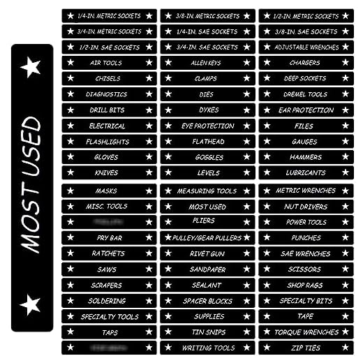 Tool Box Organizational Magnetic Labels Fits All Brands of Steel Tool Chest, Drawer Labels for Organize Boxes, Drawers Cabinets Quick and Easy (Black, 4.5 x 0.75 Inches)
