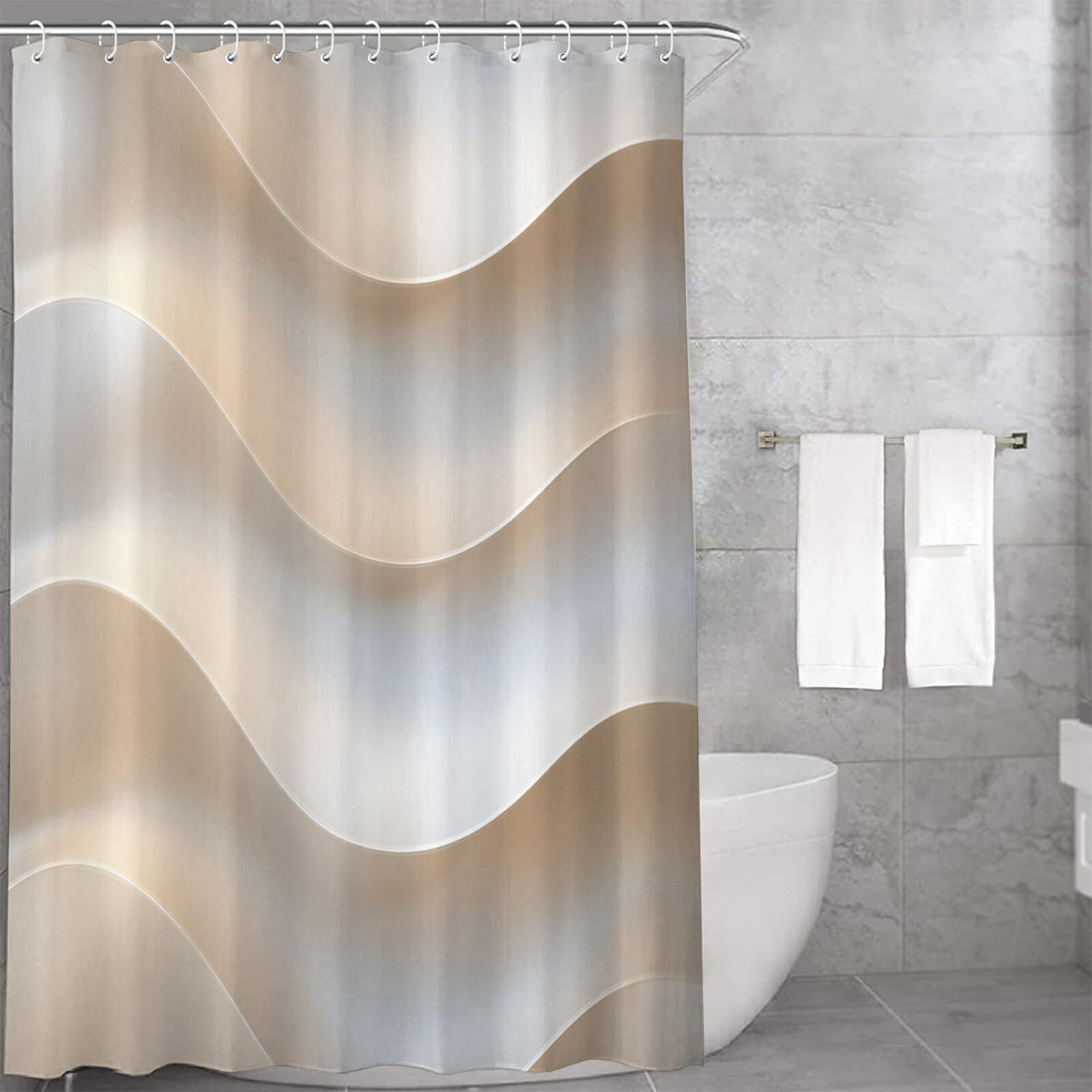 Rideau Douche, Rideau Baignoire Lavable en Machine Rideaux Douche Tissus Lavable Rideau De Baignoire Lavable pour Salle De Bain Domicile Baignoire Famille, Texture Ondulée,