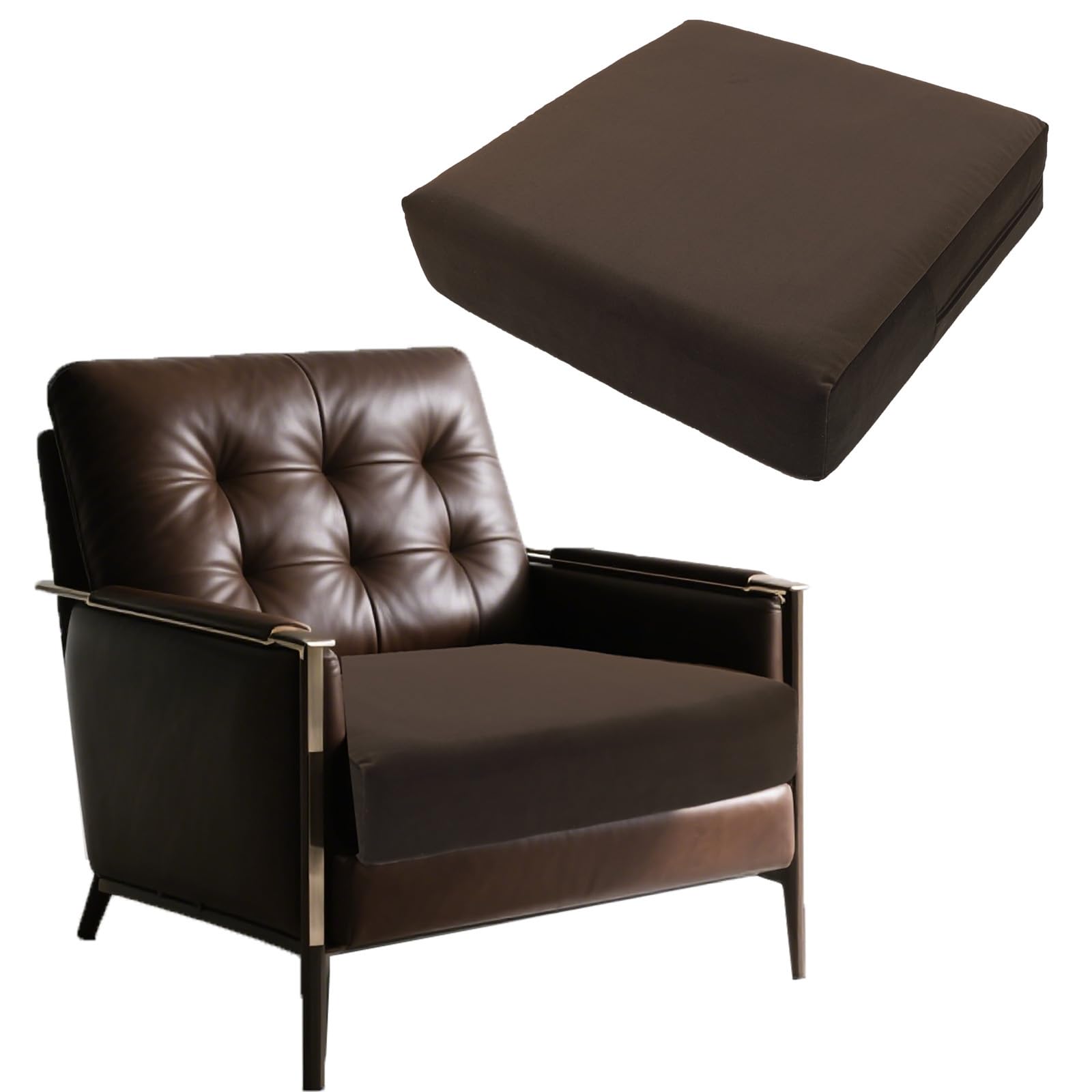 RUIXUAN Cojín de asiento para levantarse, 50 x 50 x 12 cm, lavable, color gris (marrón)