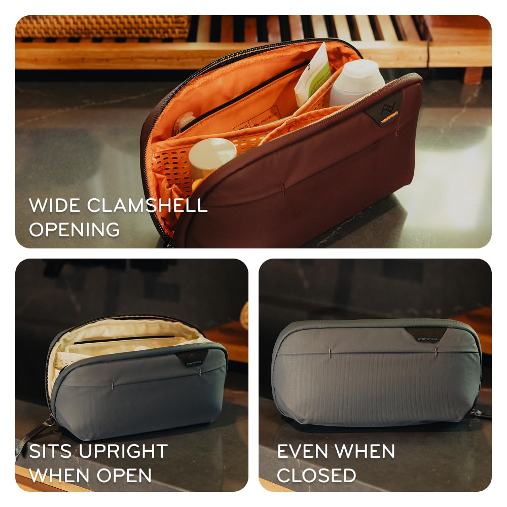 Peak Design Pochette da viaggio piccola Ocean, resistente alle intemperie, kit Dopp verticale o sospeso con tasche, tasca magnetica per spazzolino da denti, ampia apertura UltraZip, borsa da toilette
