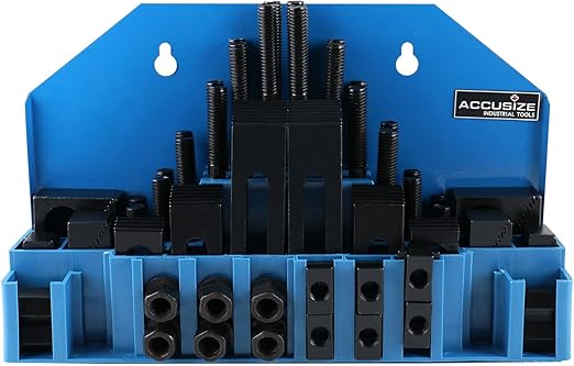 Accusize Industrial Tools 58 Pcs Deluxe Steel Clamping Kits, Table Slot 5/8'', Stud Size 1/2''-13, 4230-2626
