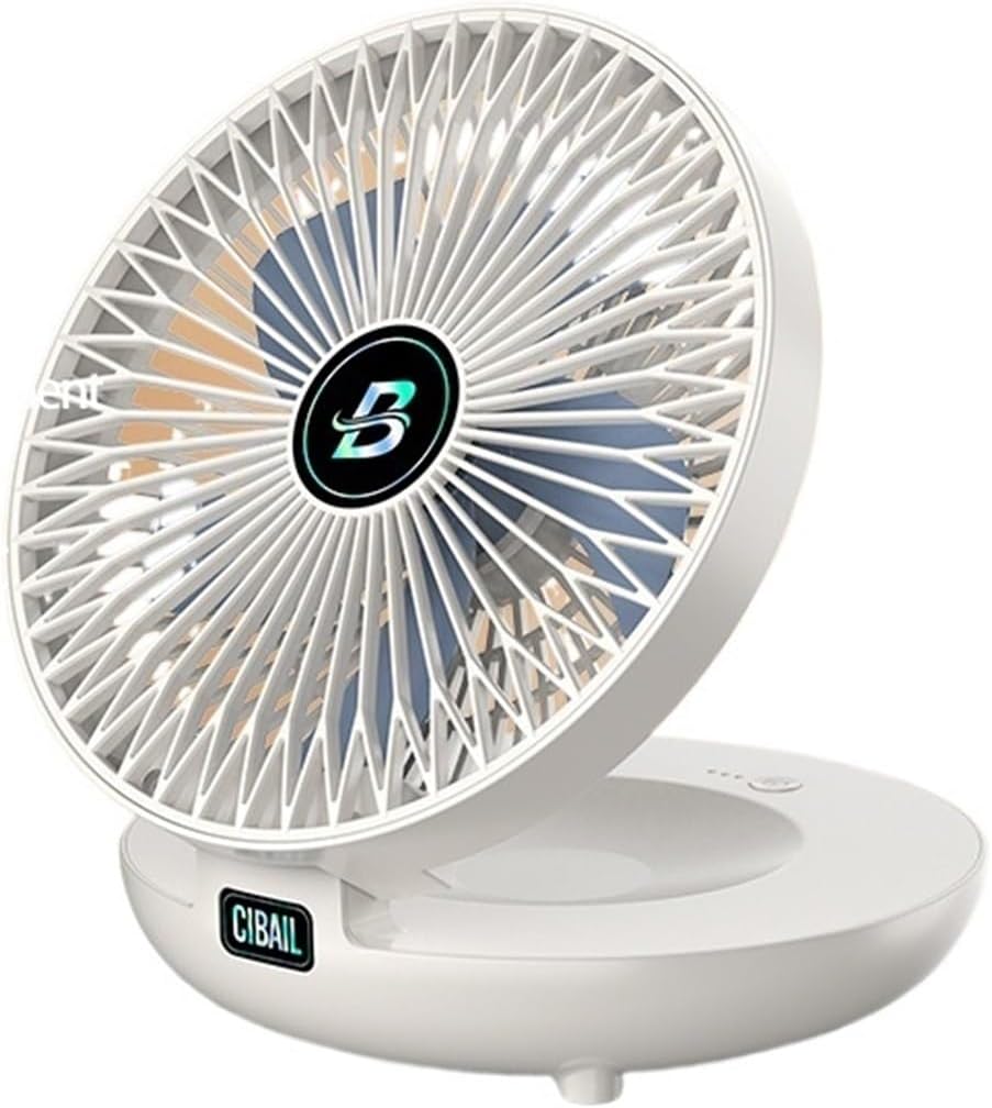 1pc Portable Foldable Desktop/Wall Mount Fan - USB Powered, Silent, 3-Speed Adjustable, Traceless Hook, White & Blue