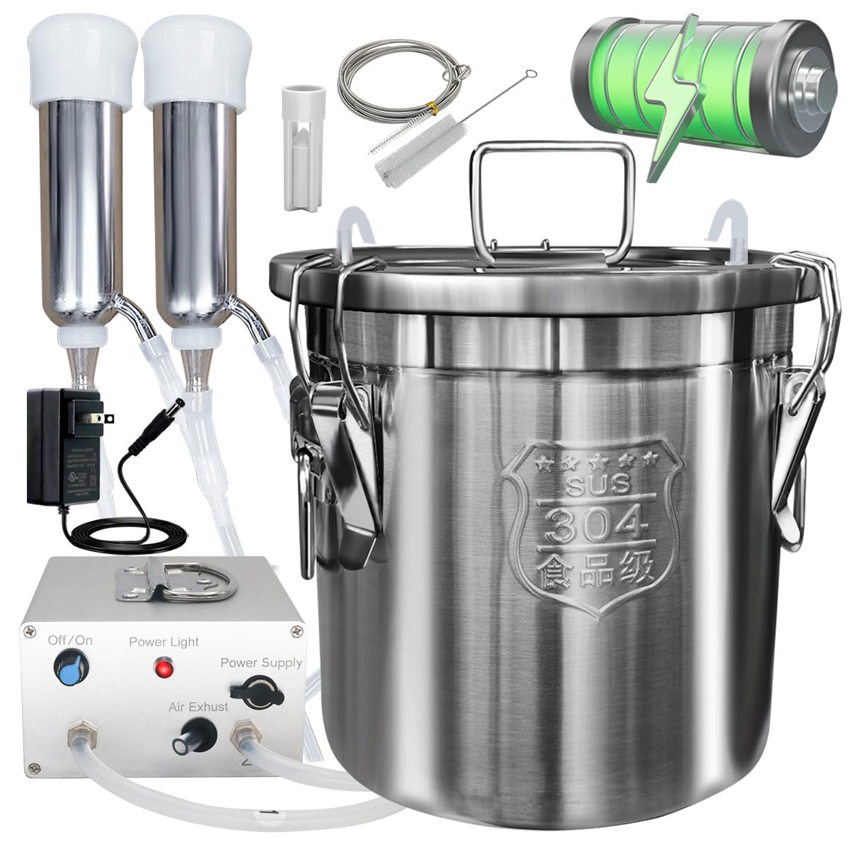 12L Cow Milking Machine, Rechargeable Battery Powered Speed Adjustable Pulsating Vacuum Pump, 304 Stainless Steel Milk Bucket with Auto Stop Check Valve Cow Milker Machine (Pro Model)