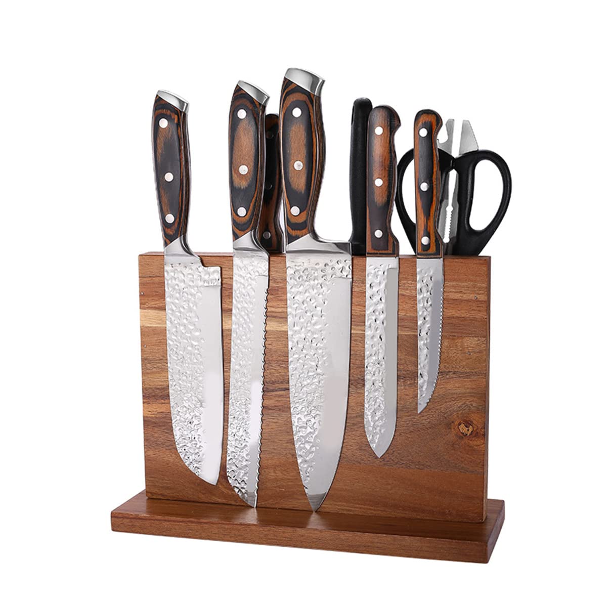 Redwestmelon Magnetic Knife Rack - Wooden Knife Block Holder with Double Sided Magnetic - Multifunctional Storage Knife Board for Knives, Scissors, Kitchen Cutlery