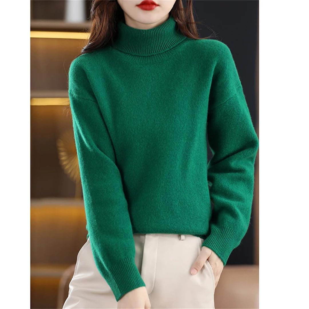 Vogrtcc Suéter De Cachemira con Cuello Alto para Mujer, Suéter De Lana para Otoño E Invierno, Jersey Suelto De Punto