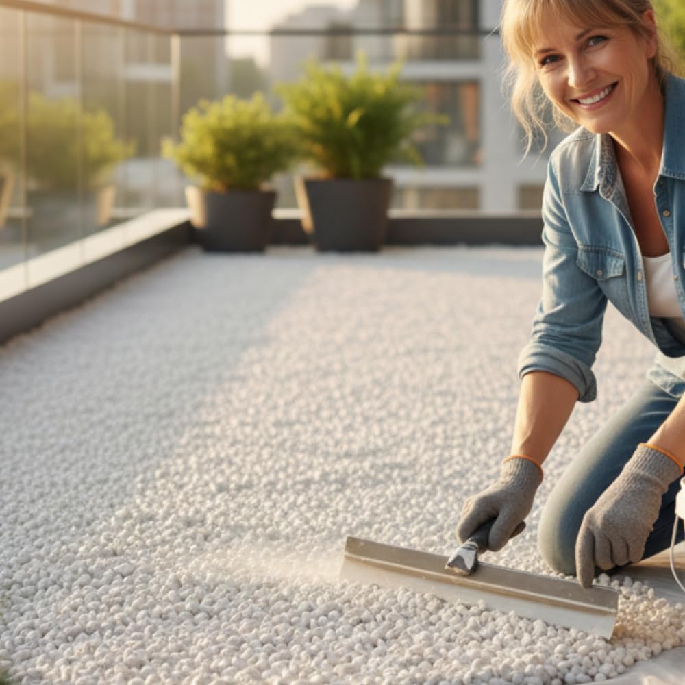 Pavimento Drenante Fai da Te Esterno Resina Poliuretanica e Ciottoli Marmo Bianco Carrara, 15,750 kg, 1-4 mm, Continuo Senza Giunti