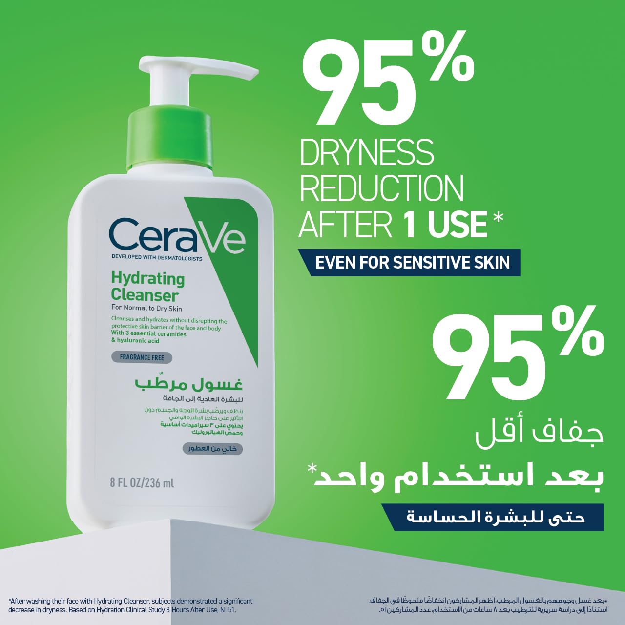 CeraVe Hydrating Facial Cleanser 236ml - Non-Foaming Cream-to-Gel Daily Face Wash with Ceramides and Hyaluronic Acid for Normal to Dry Skin, Cleanses Without Stripping or Tightness