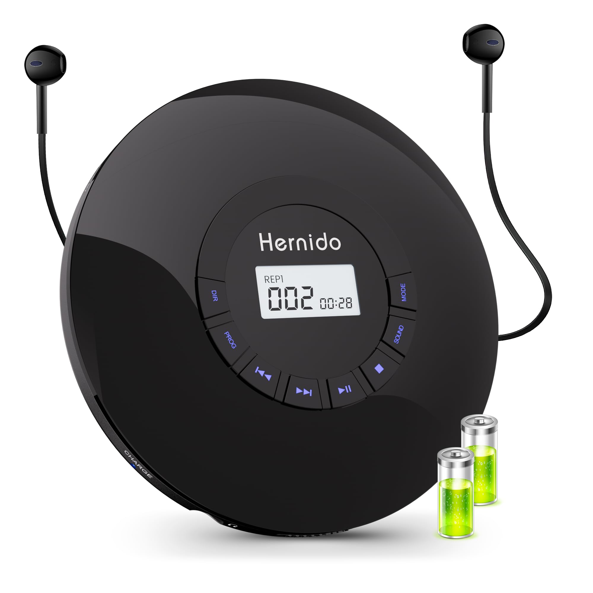 Tragbarer CD-Player mit Kopfhörer, CD-Player mit wiederaufladbarem Akku, Kompakter CD Diskman mit 5 EQ-Sounds, AUX-Ausgang, Anti-Skip, Kpop-Player mit Hintergrundbeleuchtung, LCD-Display