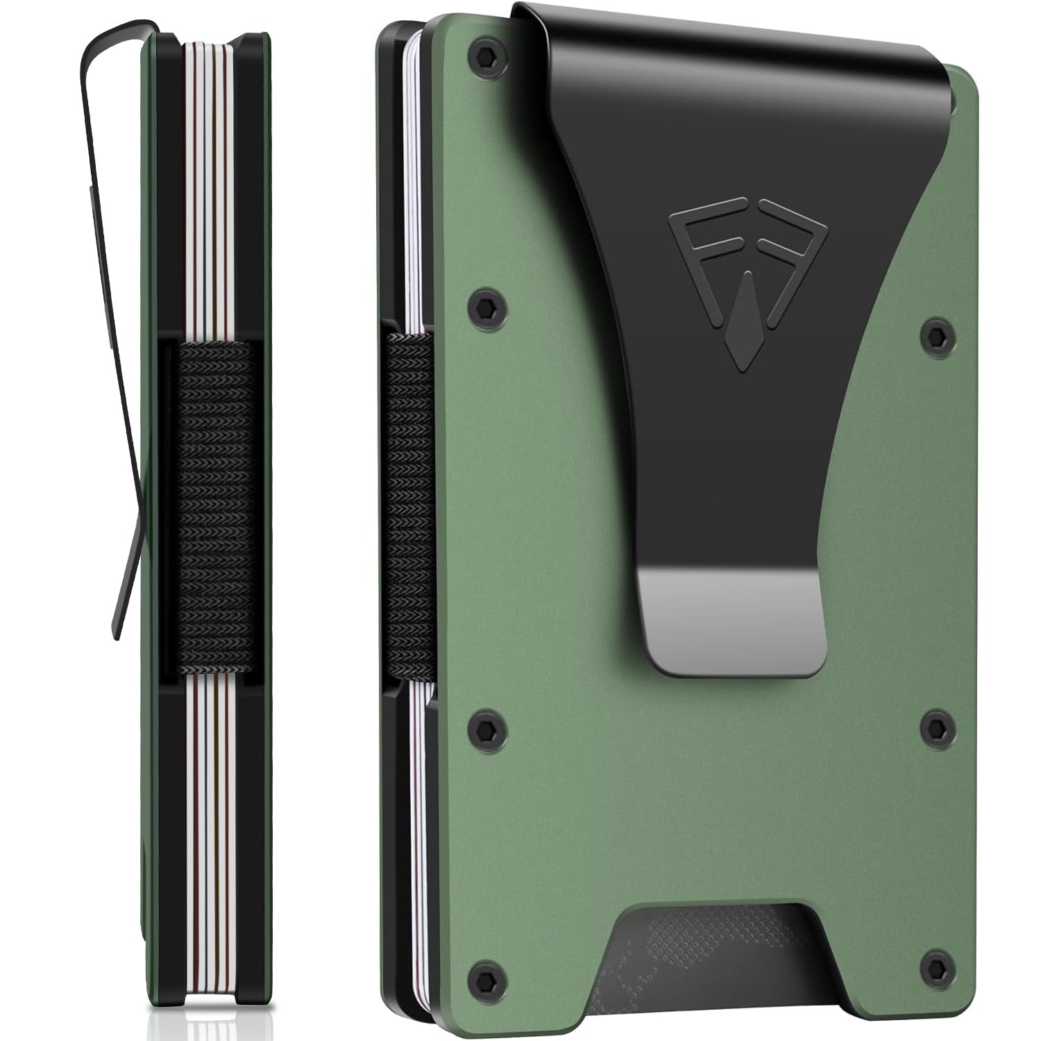 FirstVIPSlim Minimalist Wallet for Men with Money Clip - 15 Credit Card Holder RFID Wallet for Men - Front Pocket Mens Wallet with Compact Design - Easy to Access for Cards - Ideal Gift for Him(Army Green)