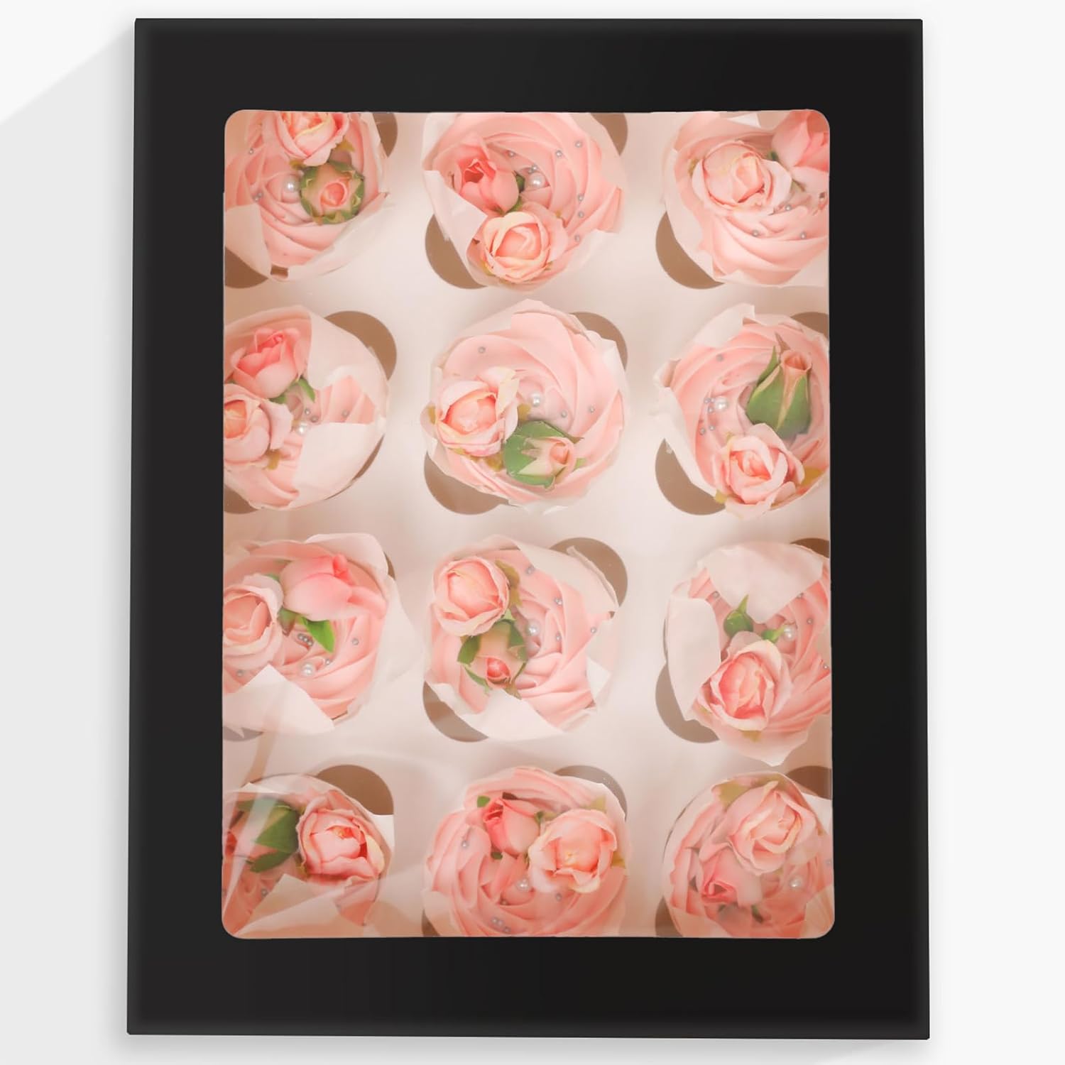 12 Cupcake Containers 10-Packs Black Cupcake Box Cupcakes Carrier, 12 Cupcake Boxes with Window 13"x10"x3.5"?Auto-pop up? 13*10*3.5inch/10packs Black