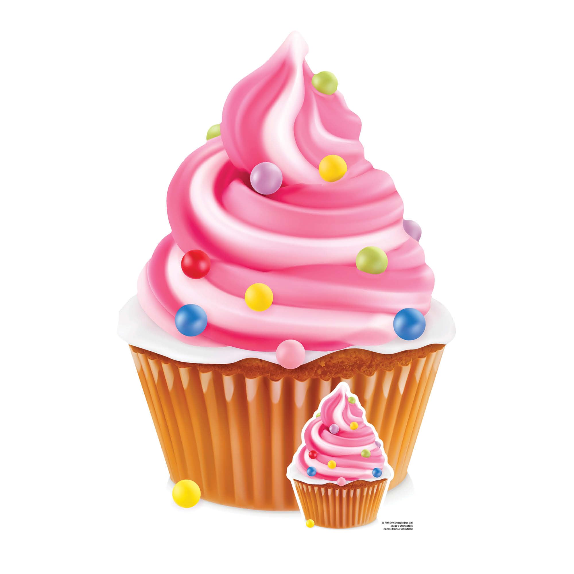 Star Cutouts SC4359 Pink Cupcake Swirl Star Mini Cardboard Cutout with Mini