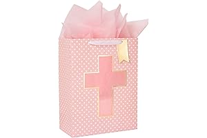 Loveinside Baptism Gift Bag with Cross Design for Goddaughter