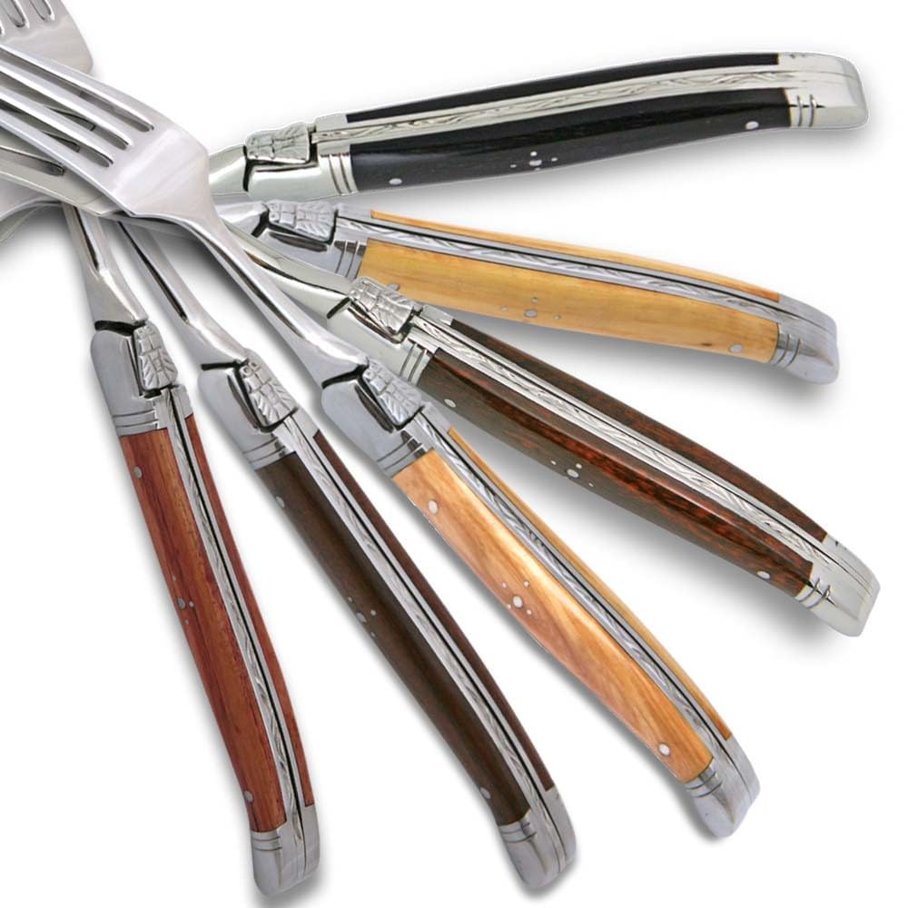 Coffret de 6 fourchettes laguiole de table bois assortis