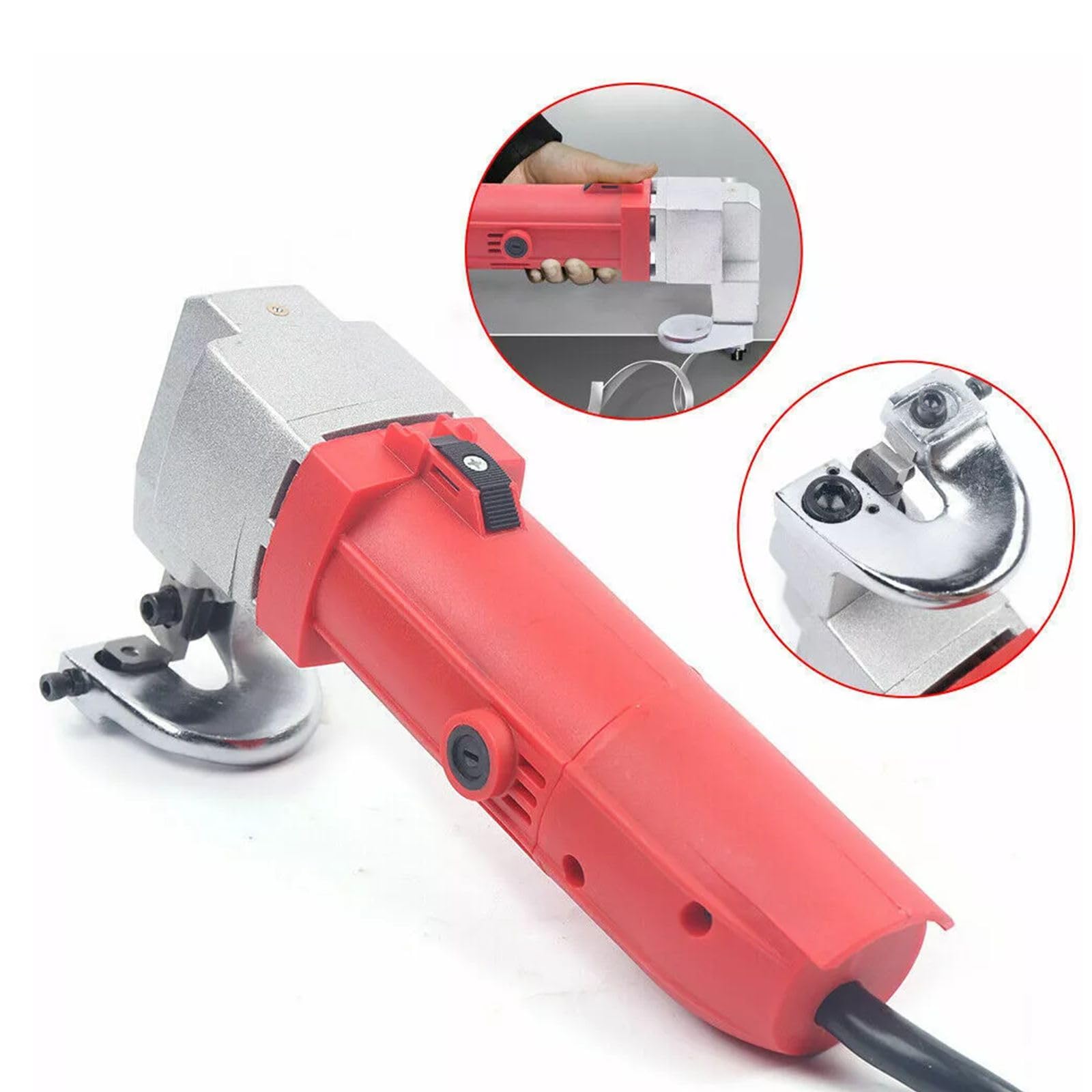 Nożyce elektryczne 220 V: wydajne nożyce metalowe do karoserii, obróbki metalu i warsztatu domowego, tnie stal do 2,5 mm, aluminium do 3 mm