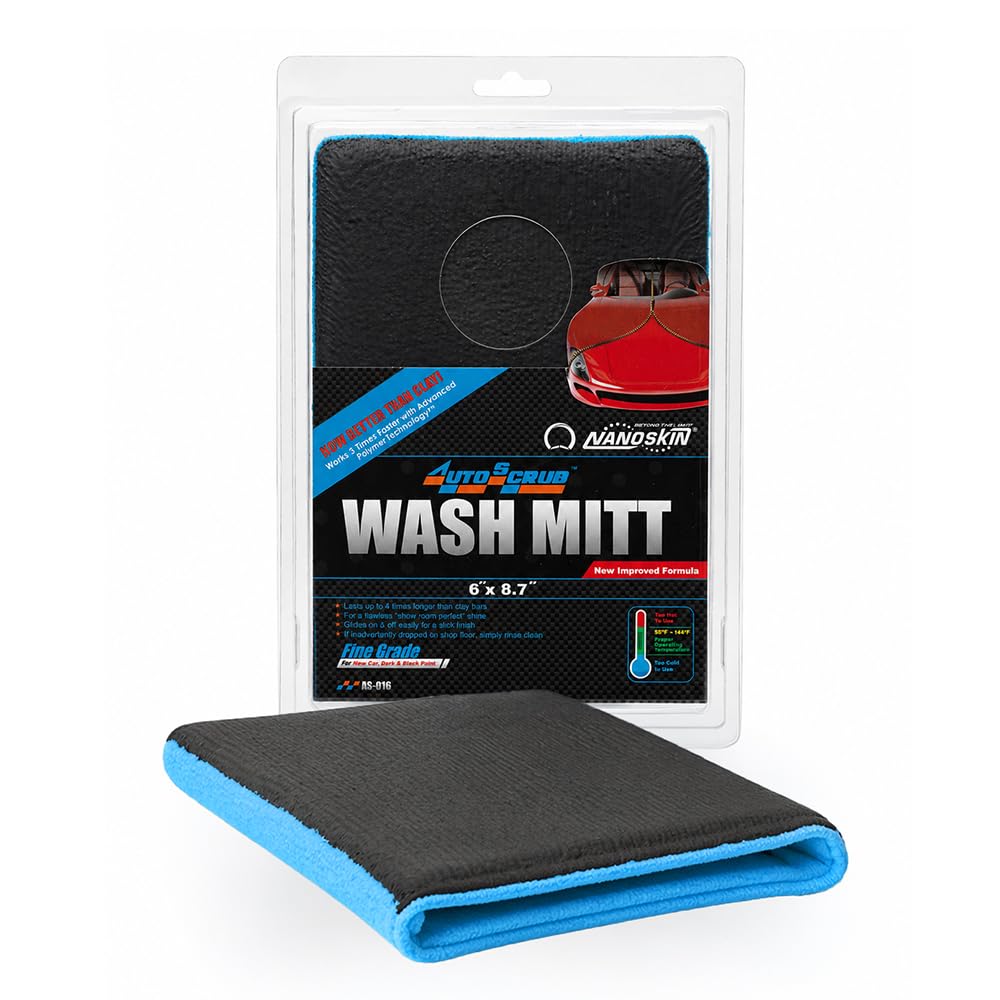 Nanoskin AUTOSCRUB Fine Grade Wash Mitt,Weft Knitted Microfiber [AS-016] Blue, 6" x 8.7"